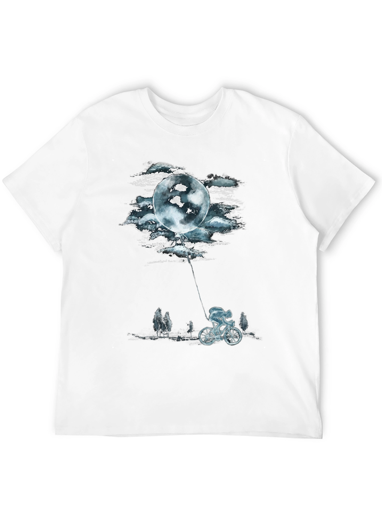 Moon Balloon Cyclist Graphic T-Shirt