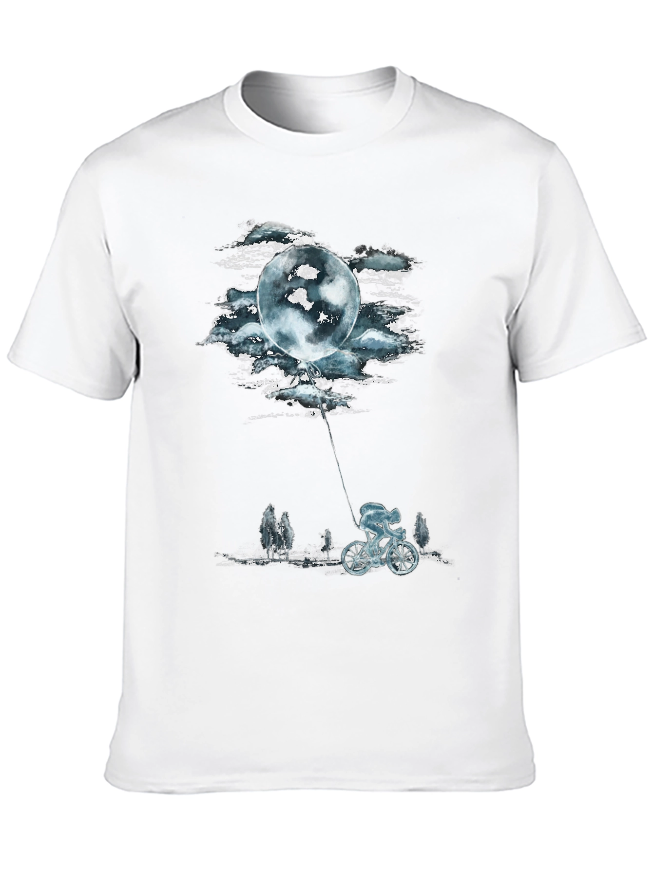 Moon Balloon Cyclist Graphic T-Shirt