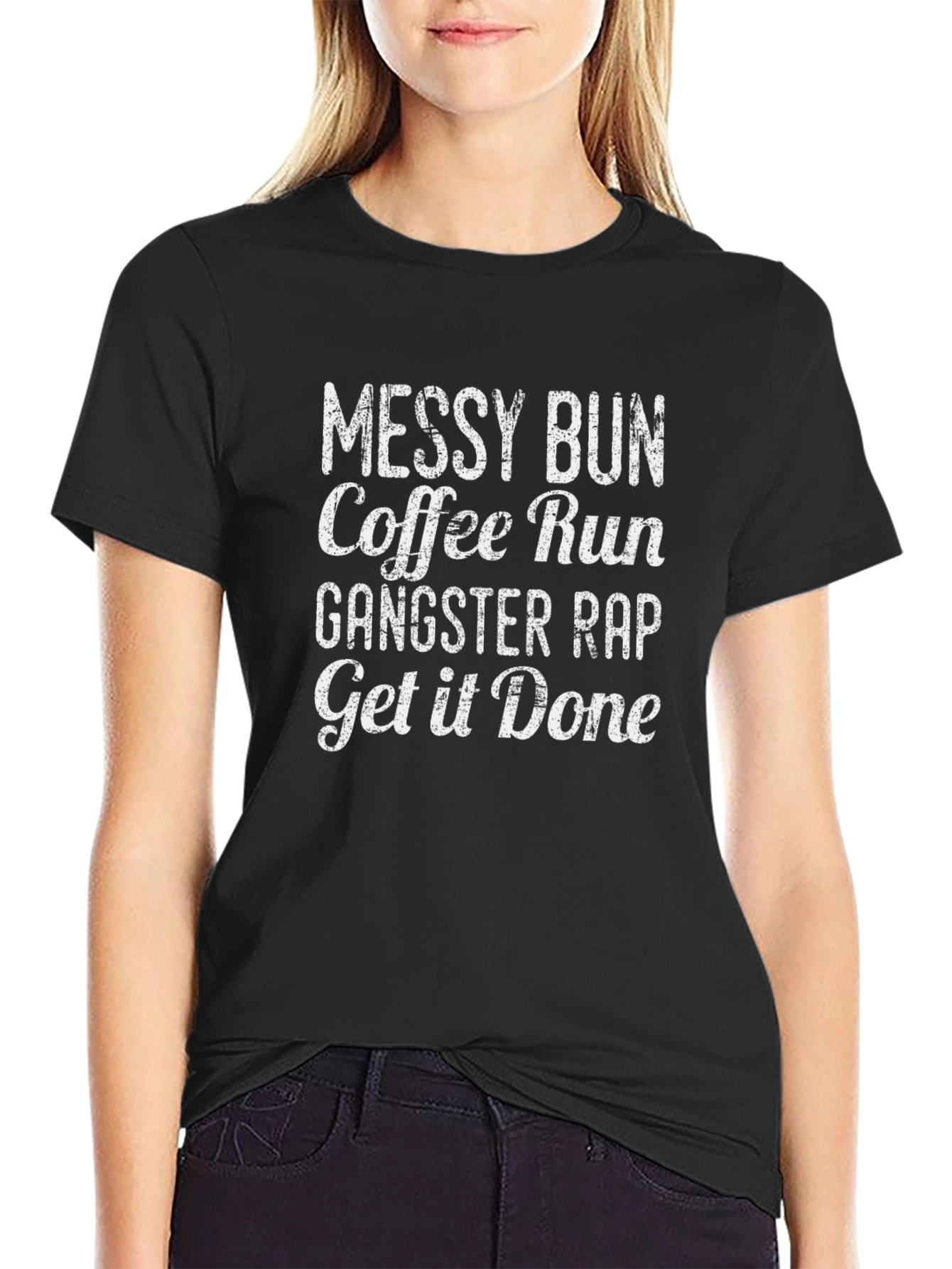 Messy Bun Coffee Run Graphic T-Shirt