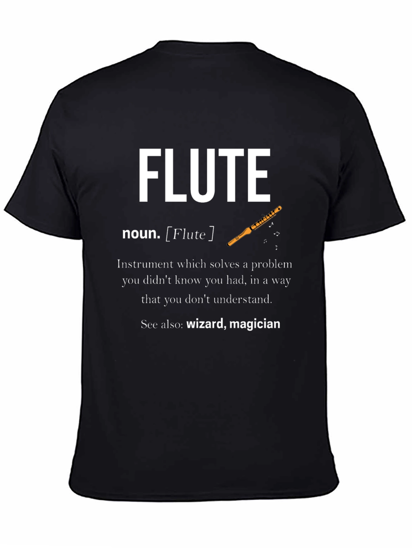 Flute Definition Black T-Shirt - Musician Gift