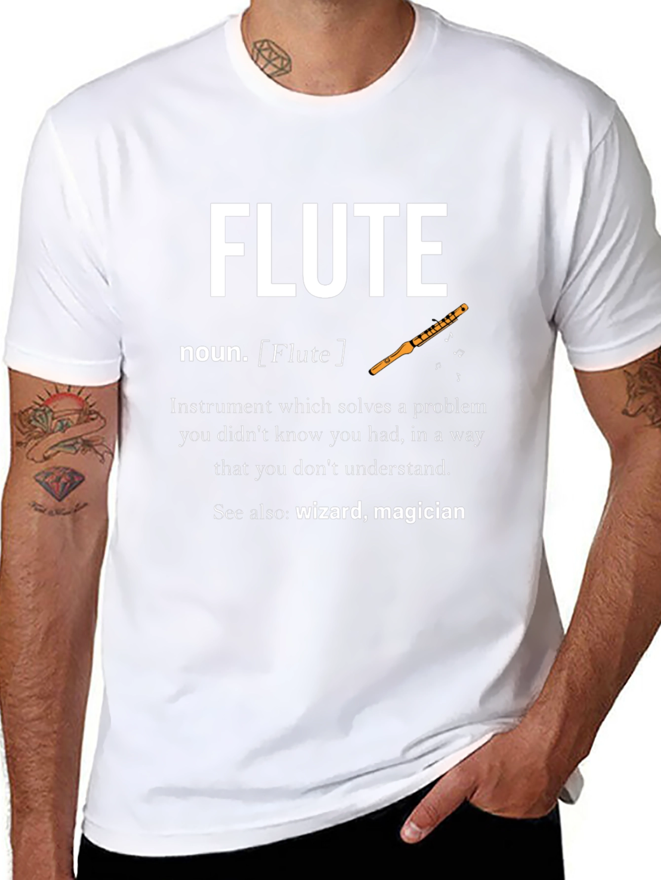 Flute Definition Black T-Shirt - Musician Gift