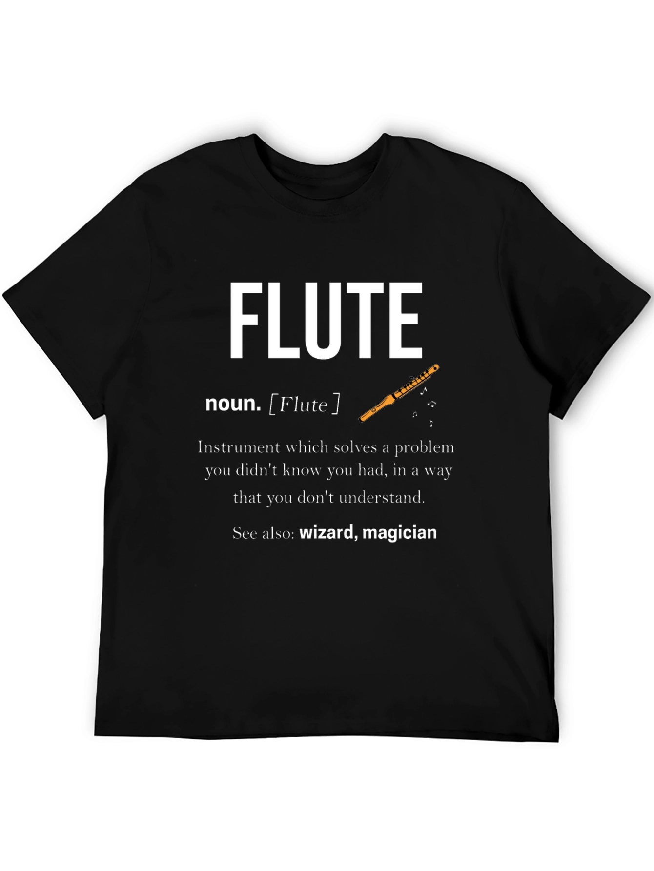 Flute Definition Black T-Shirt - Musician Gift