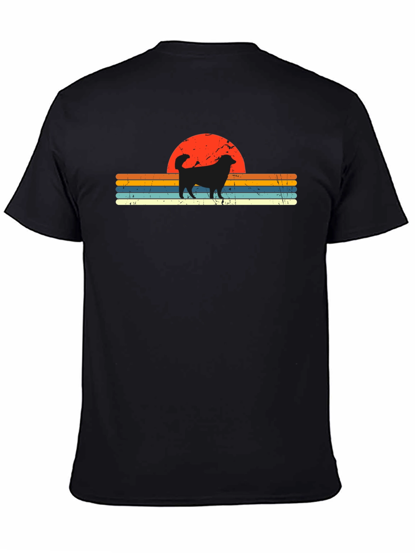 Retro Dog Sunset Graphic Tee - Black
