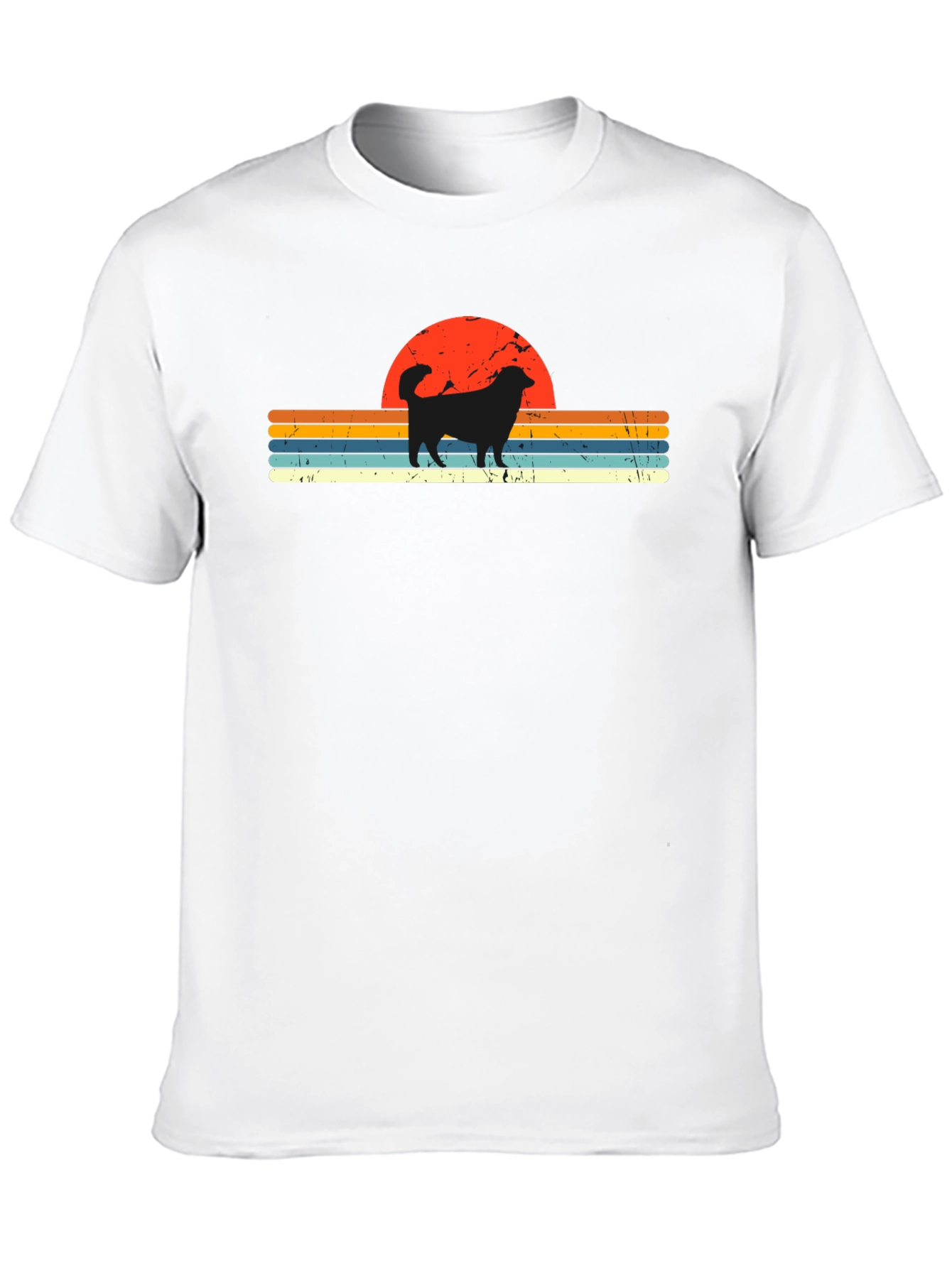 Retro Dog Sunset Graphic Tee - Black