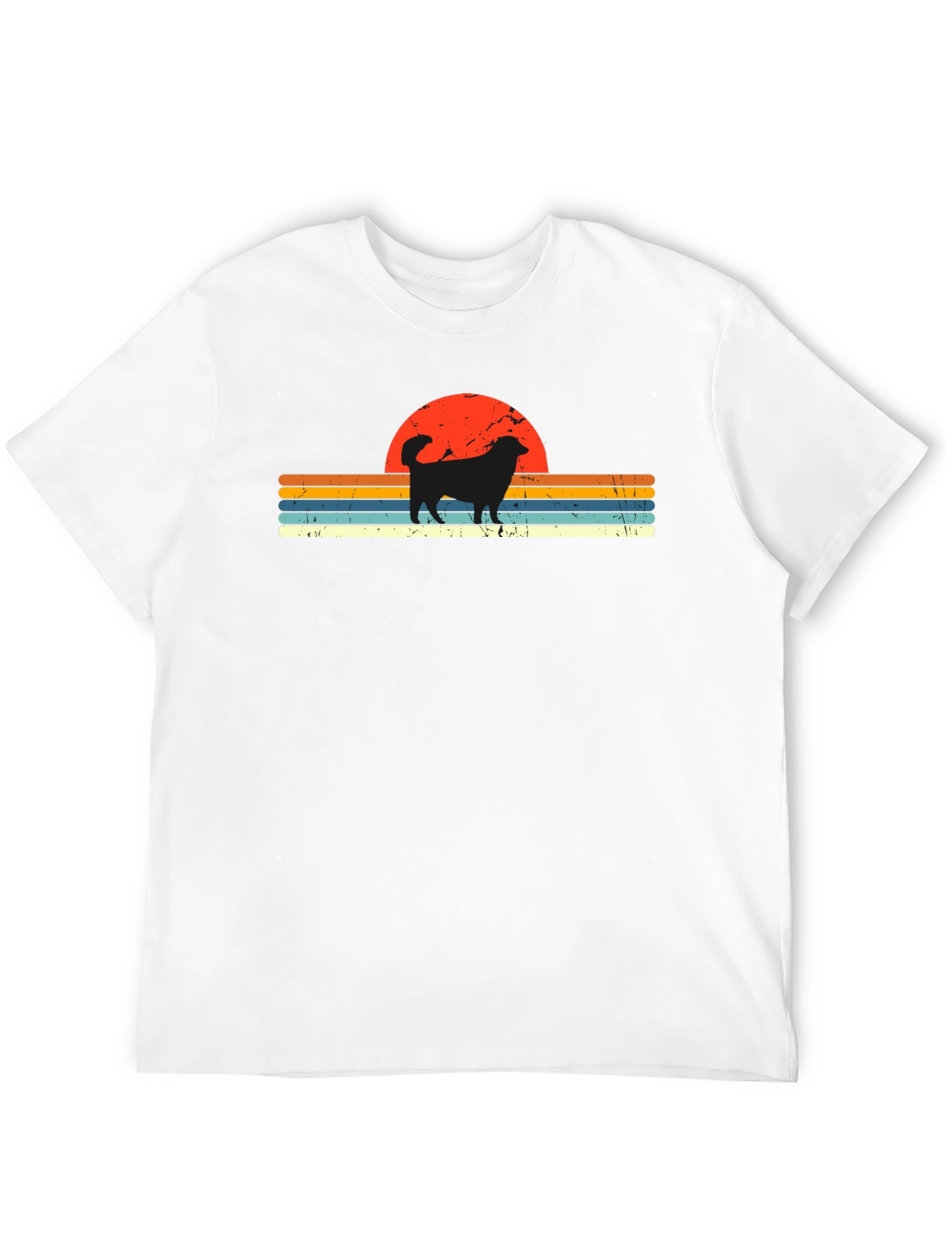 Retro Dog Sunset Graphic Tee - Black