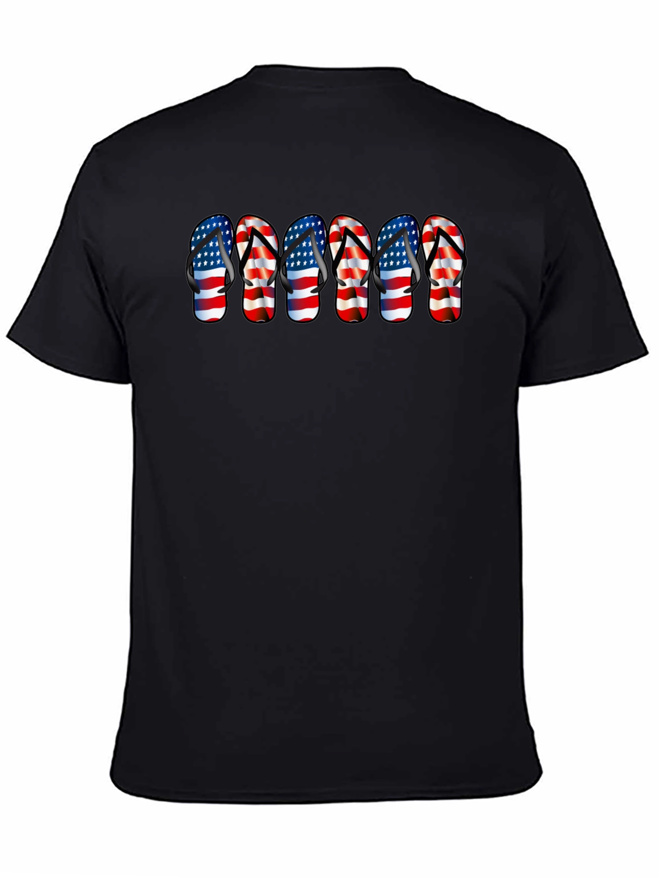 American Flag Flip Flops Black T-Shirt