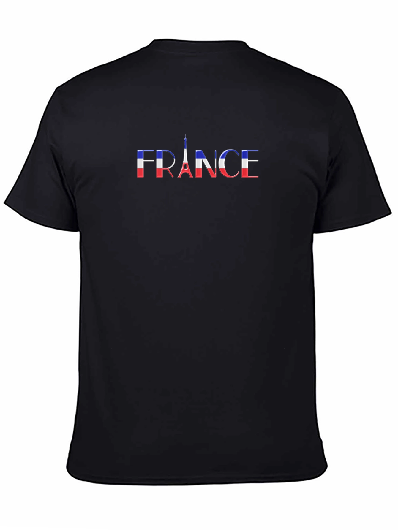 France Flag Eiffel Tower Black Graphic T-Shirt