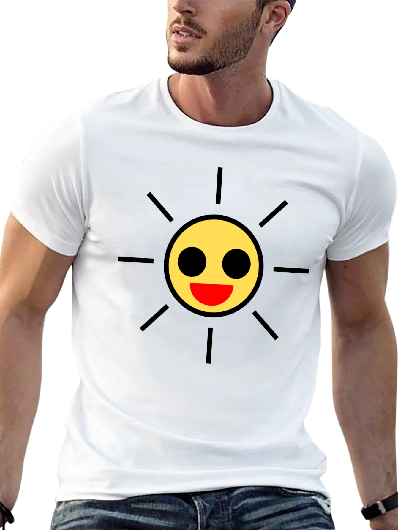 Smiley Sun Black Tee - Cheerful Style