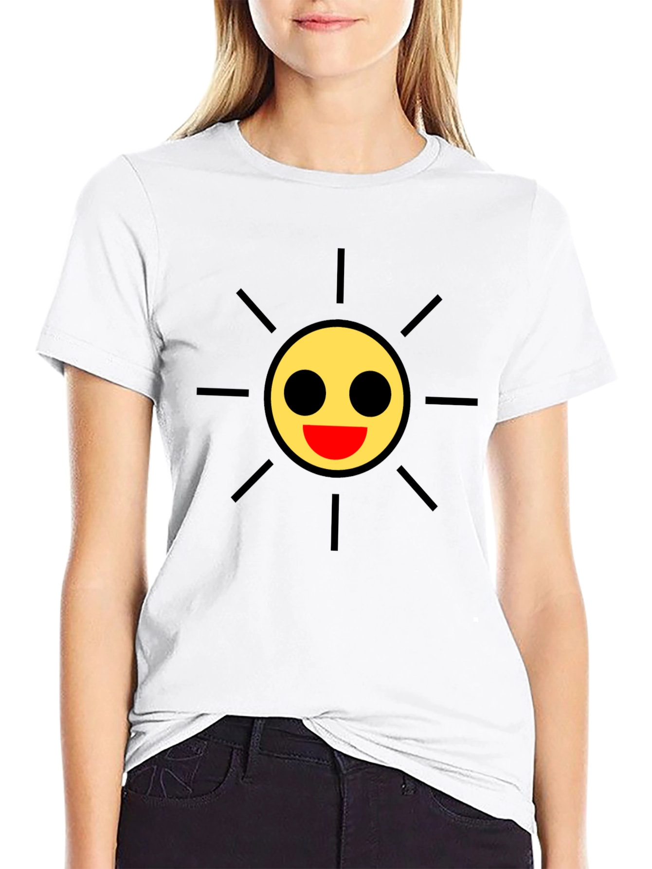 Smiley Sun Black Tee - Cheerful Style