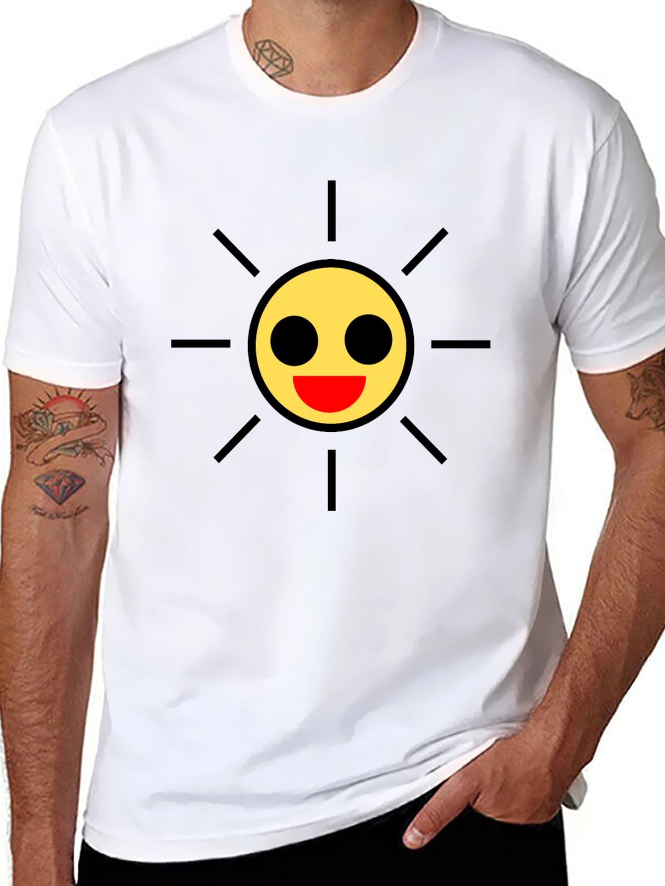 Smiley Sun Black Tee - Cheerful Style