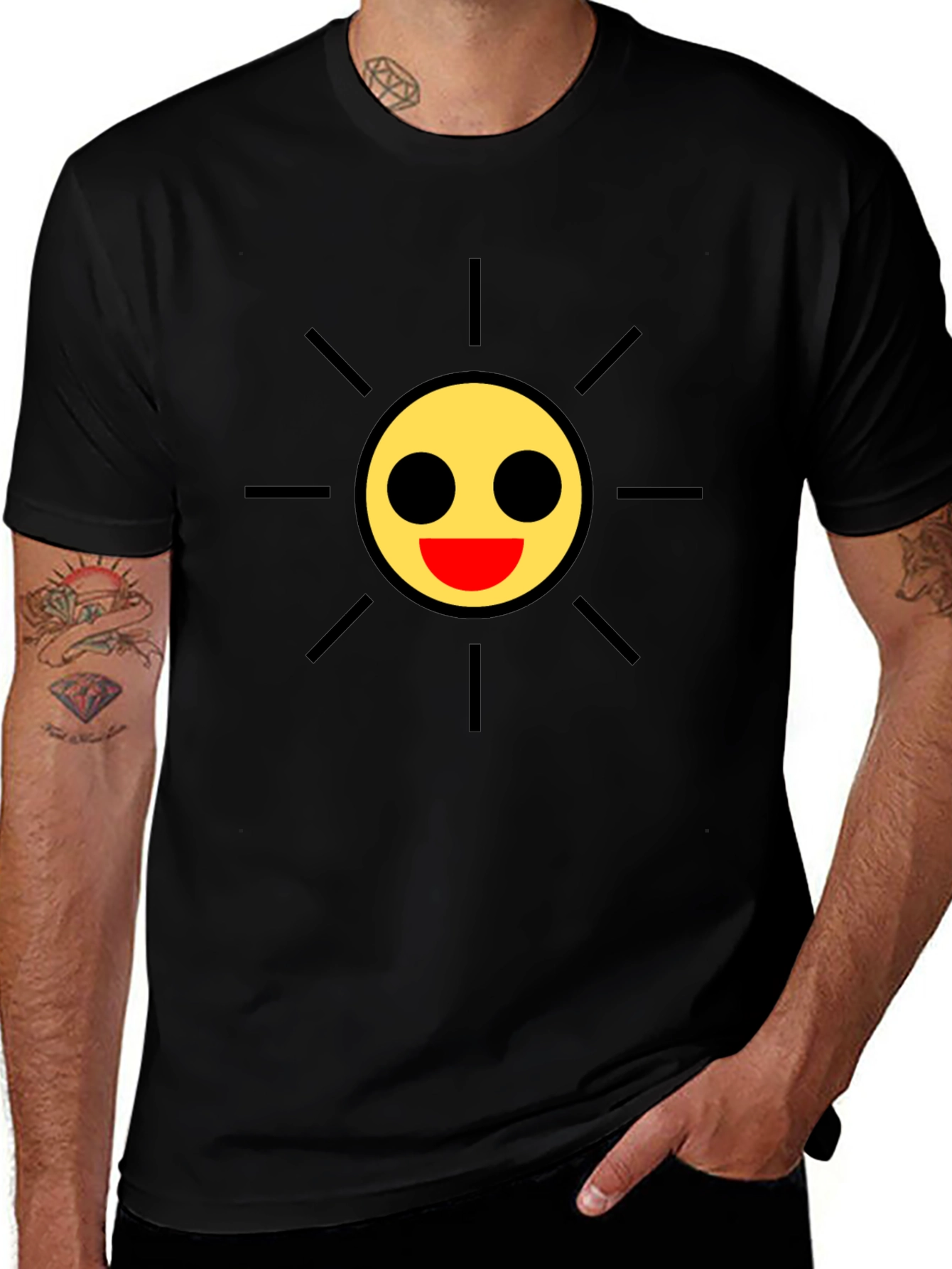 Smiley Sun Black Tee - Cheerful Style