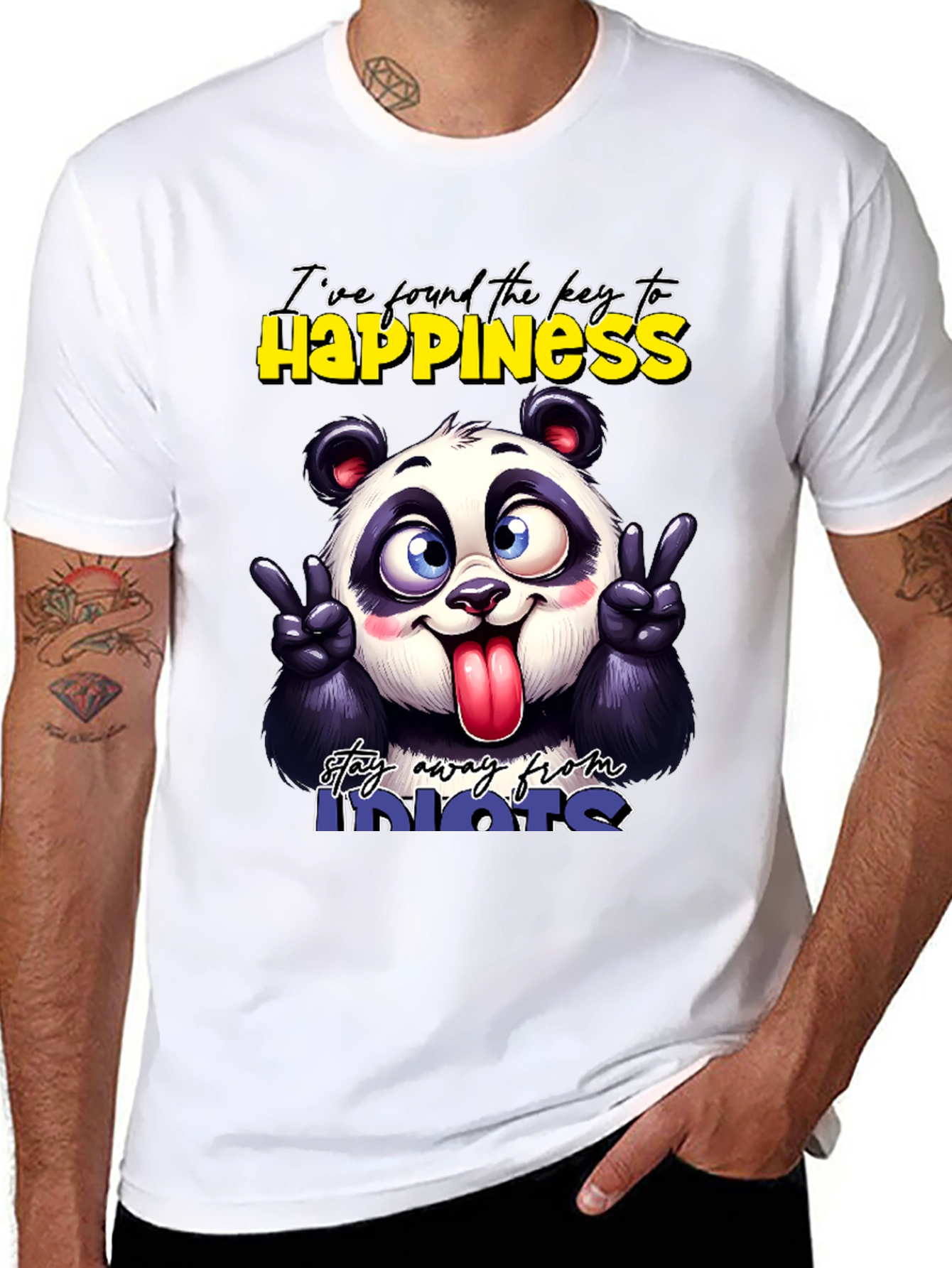 Funny Panda Graphic T-Shirt - Stay Away From Idiots