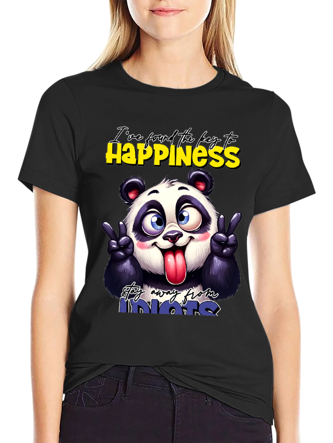 Funny Panda Graphic T-Shirt - Stay Away From Idiots