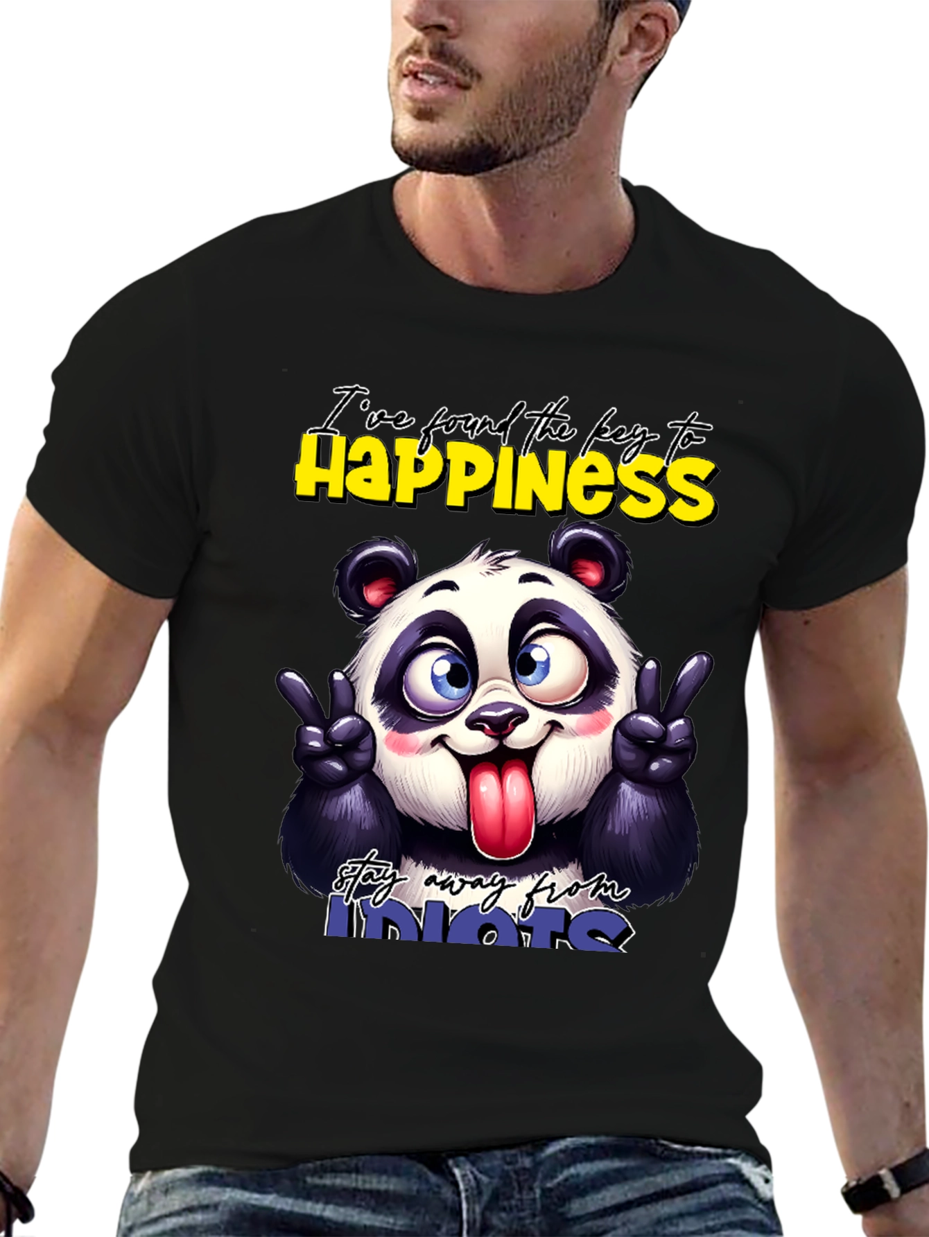 Funny Panda Graphic T-Shirt - Stay Away From Idiots