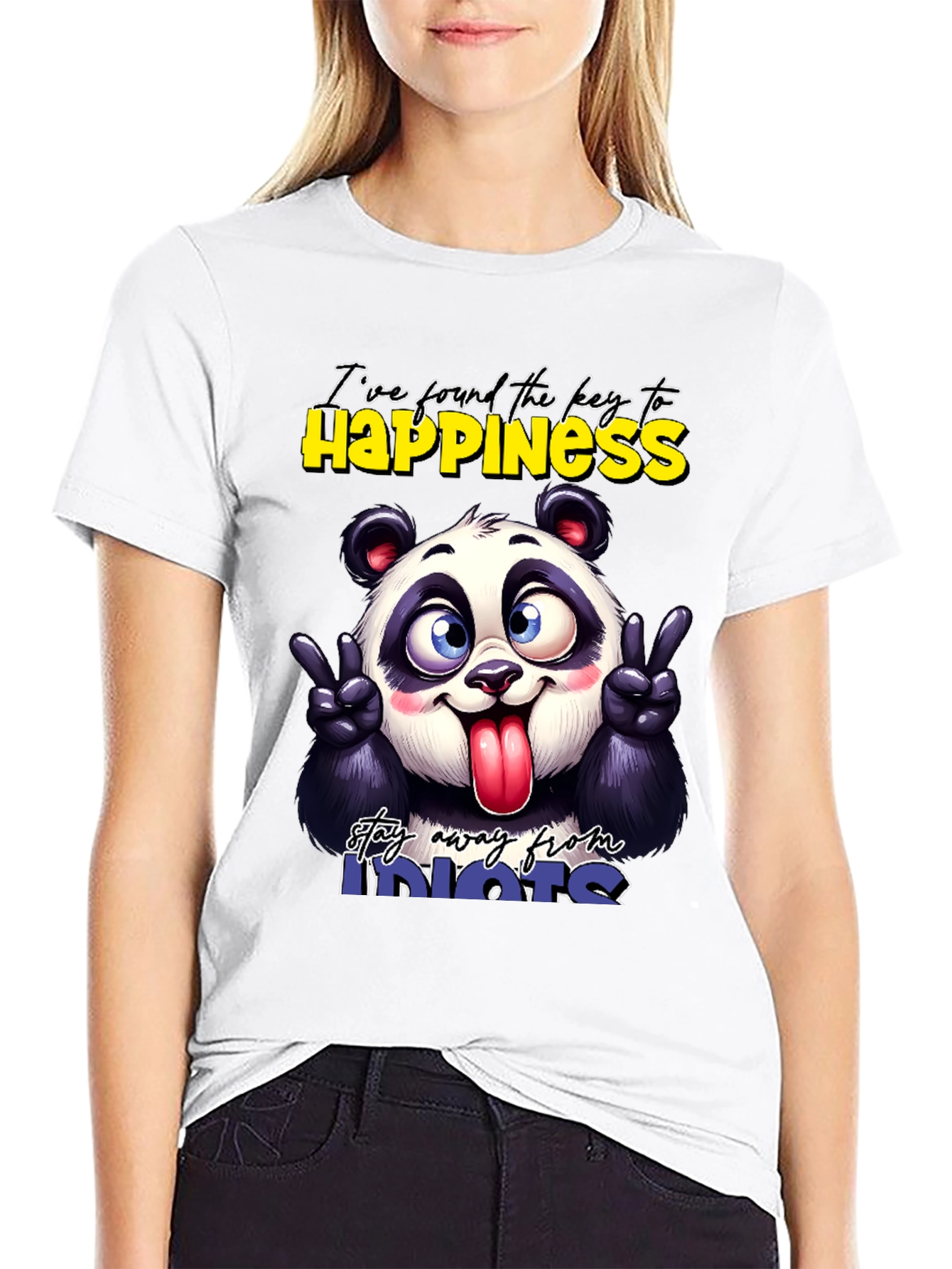 Funny Panda Graphic T-Shirt - Stay Away From Idiots
