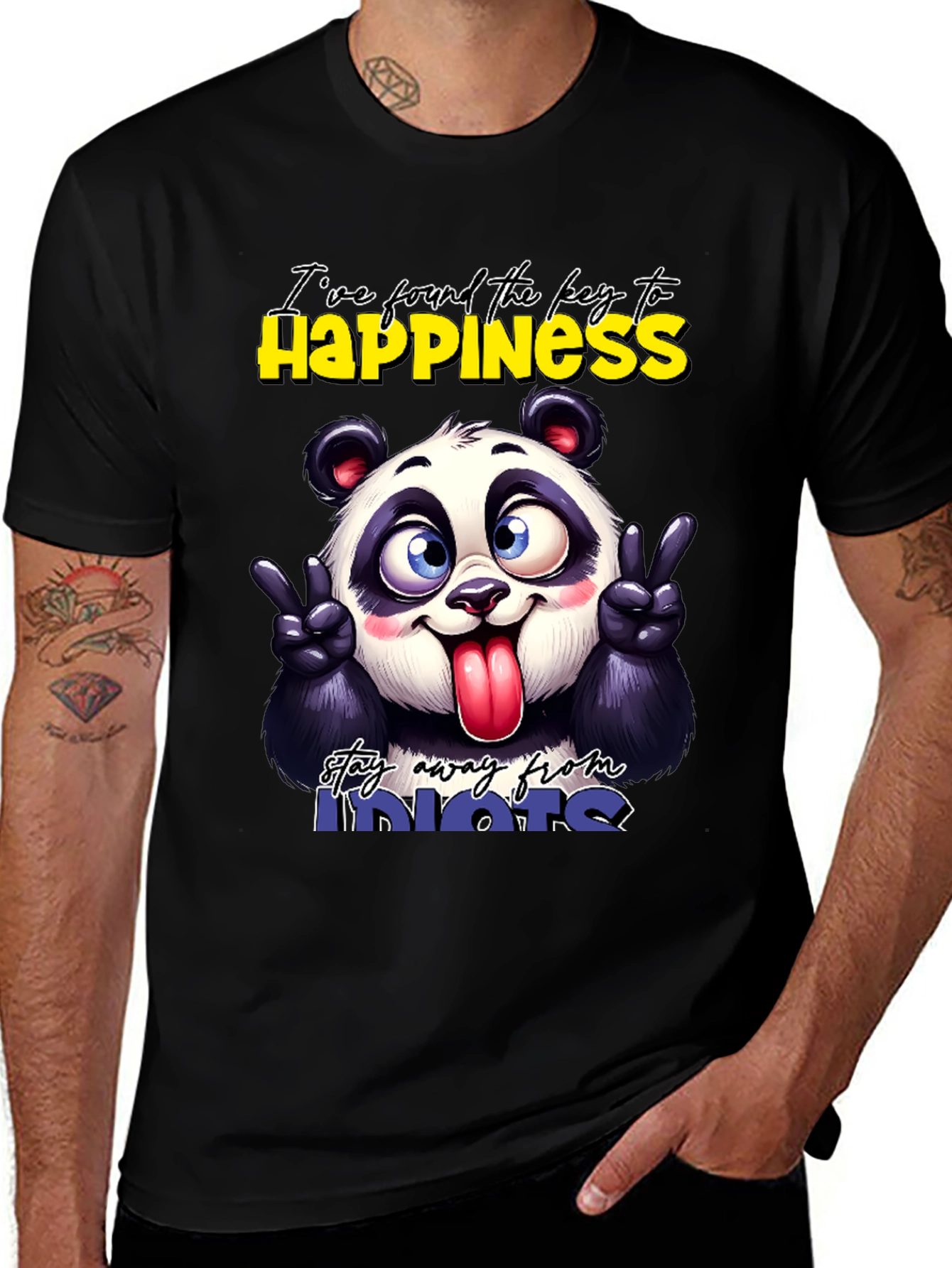 Funny Panda Graphic T-Shirt - Stay Away From Idiots