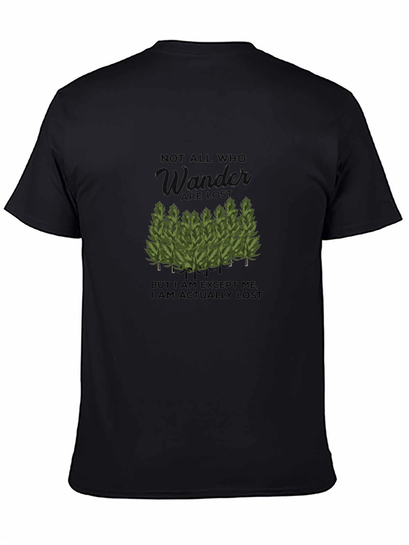 Wander Lost Graphic Tee - Black Cotton Comfort