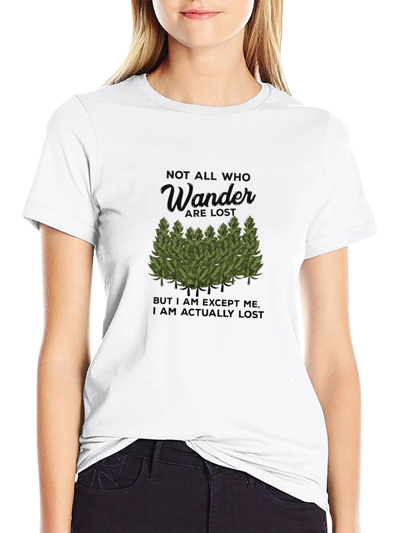 Wander Lost Graphic Tee - Black Cotton Comfort
