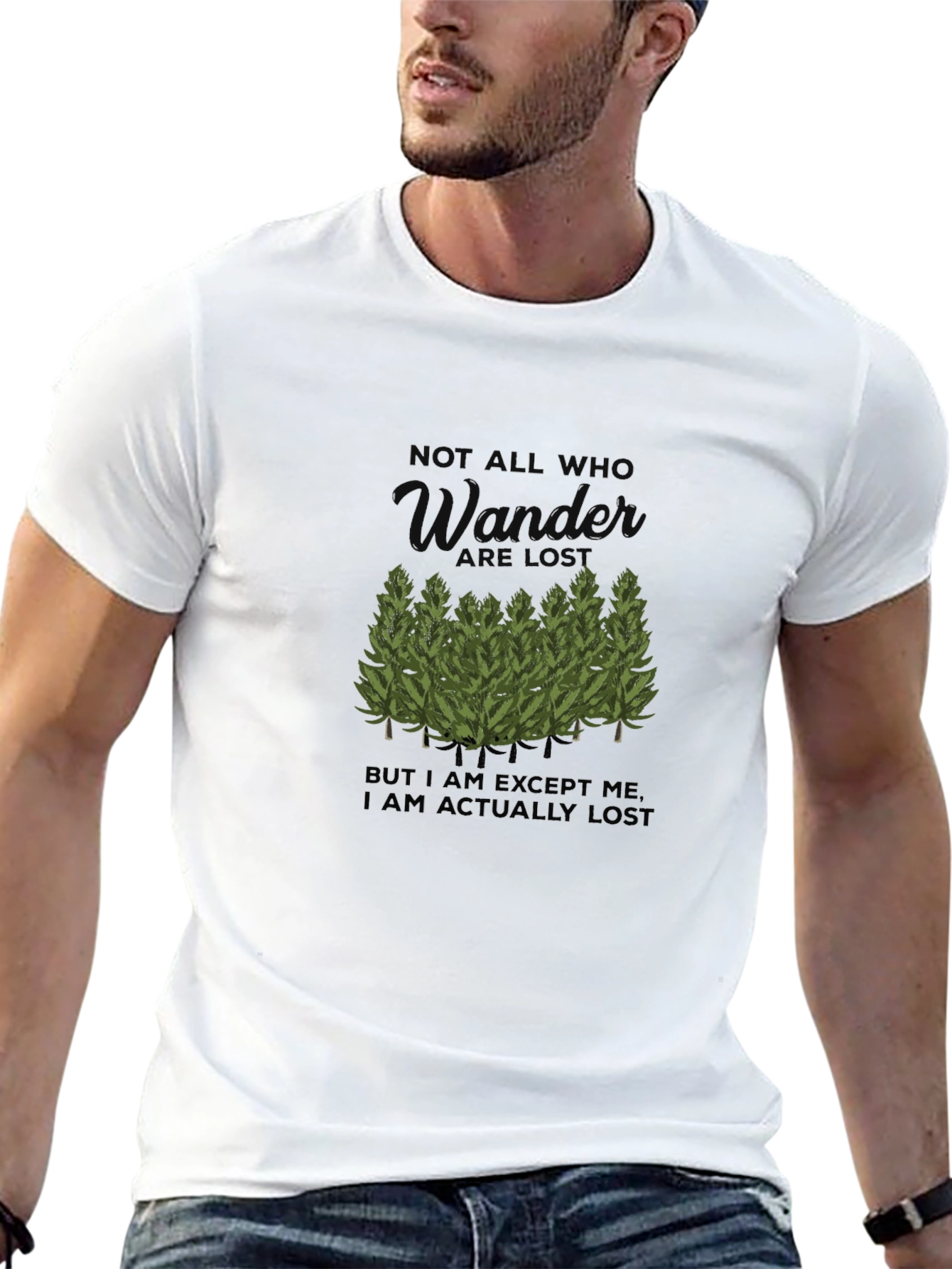 Wander Lost Graphic Tee - Black Cotton Comfort