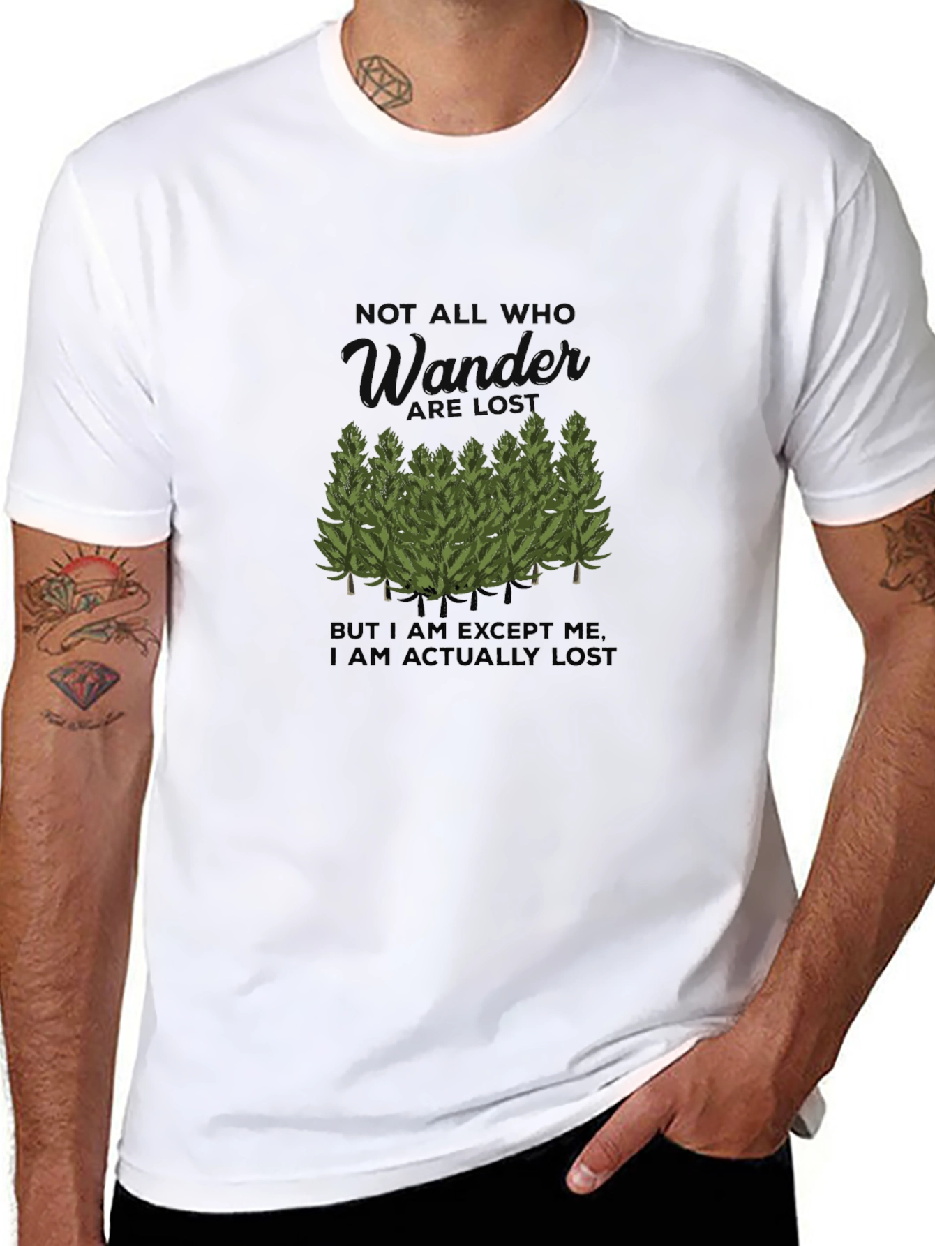 Wander Lost Graphic Tee - Black Cotton Comfort