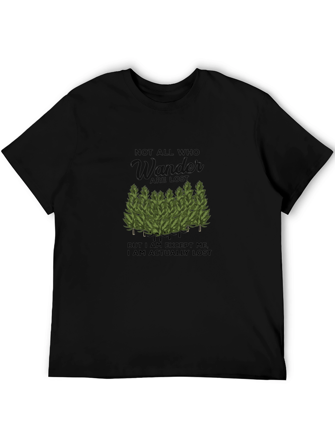Wander Lost Graphic Tee - Black Cotton Comfort