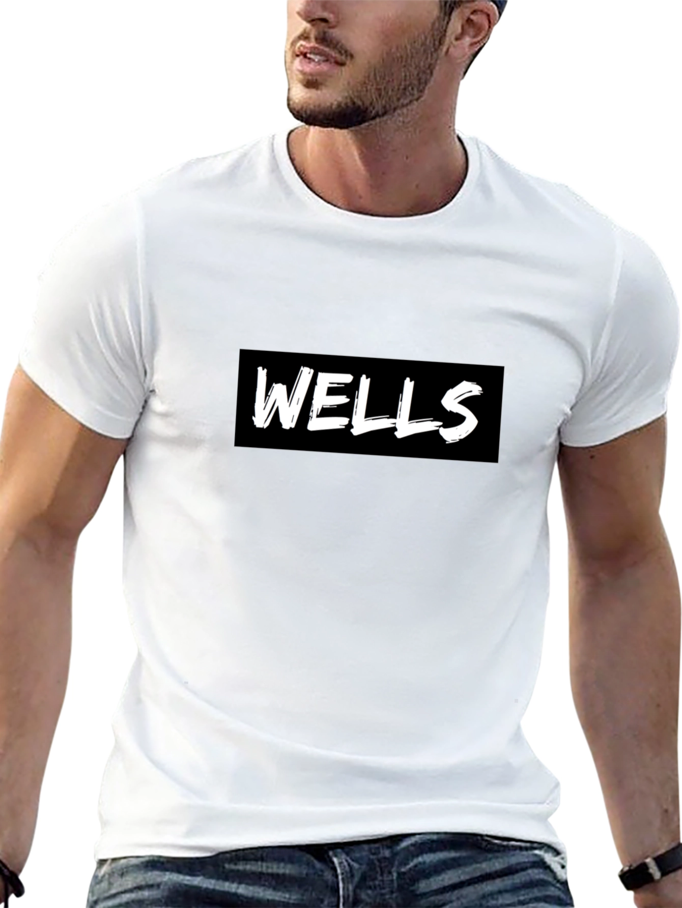 Wells Graphic Tee - Modern Black Cotton Blend T-Shirt