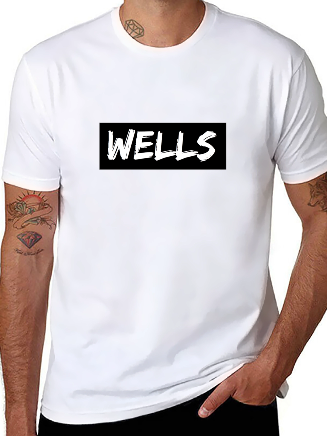 Wells Graphic Tee - Modern Black Cotton Blend T-Shirt