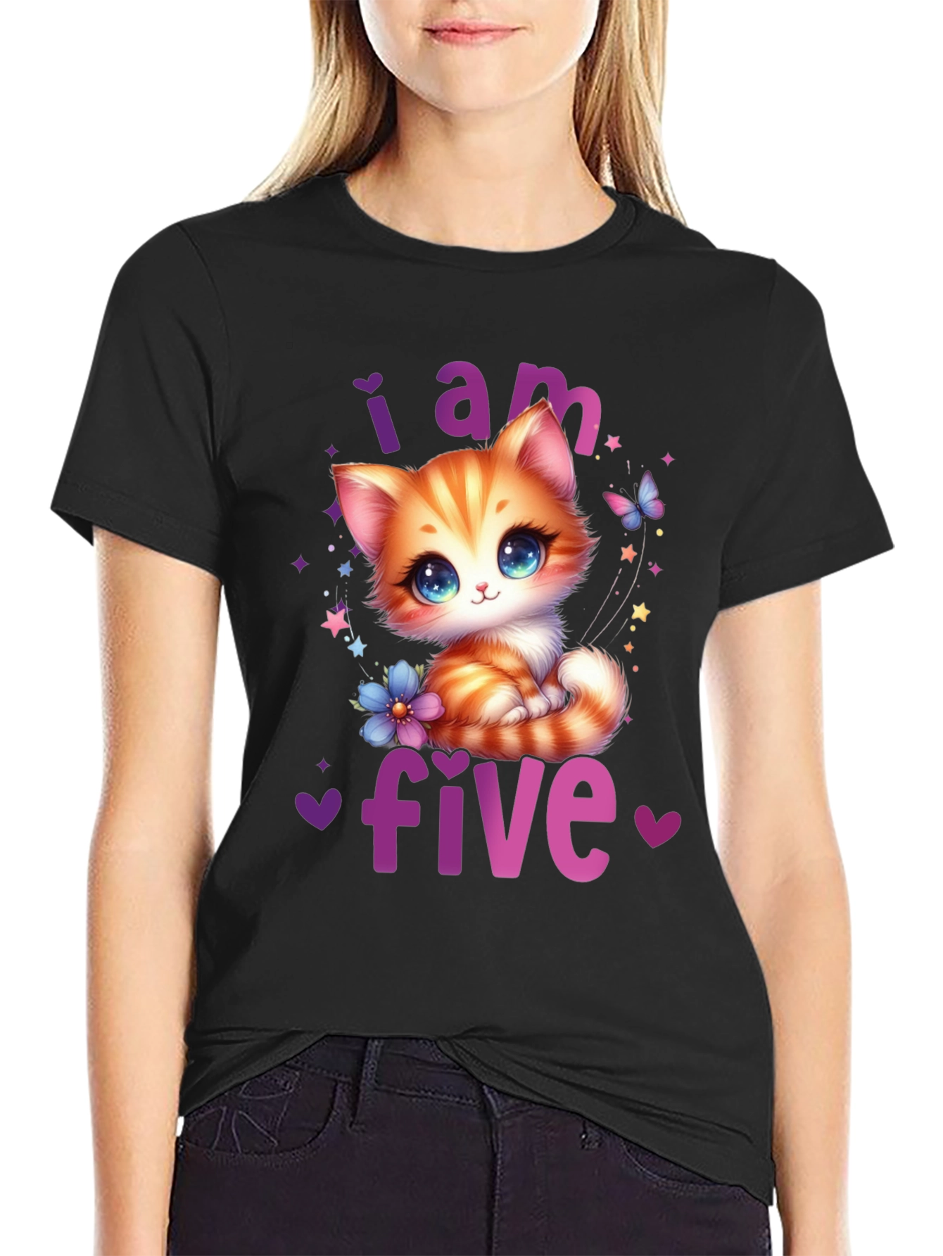 I Am Five Kitten Birthday T-Shirt