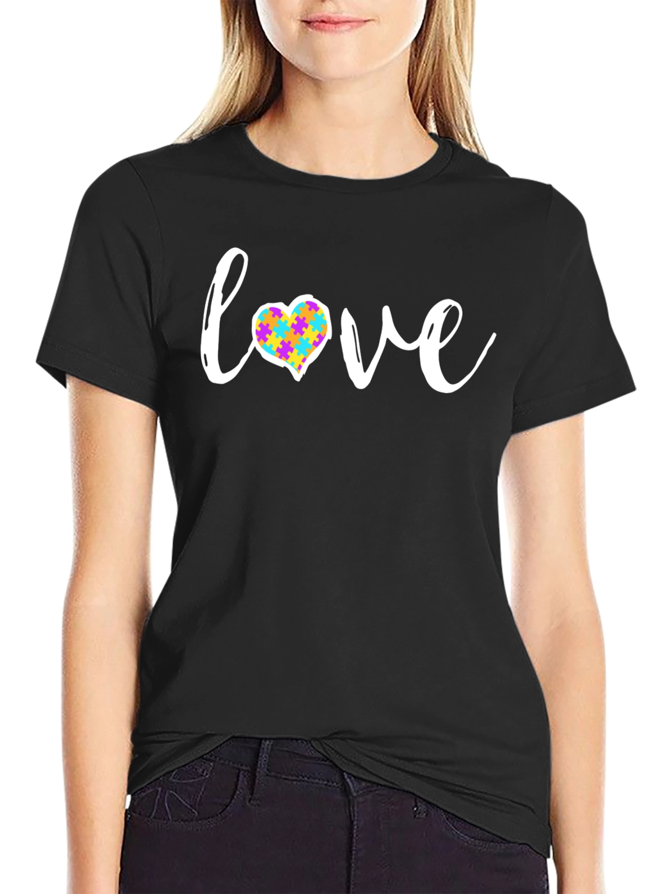 Autism Awareness Love Heart Puzzle T-Shirt