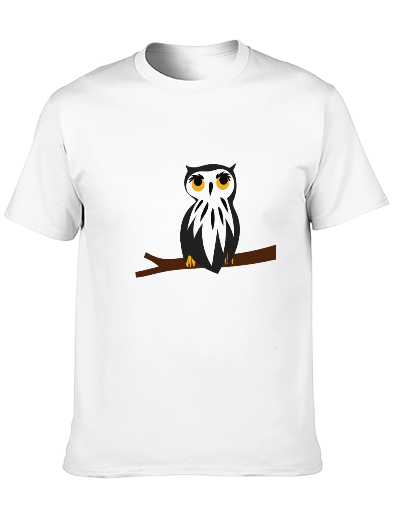 Black T-Shirt with Owl on Branch Graphic