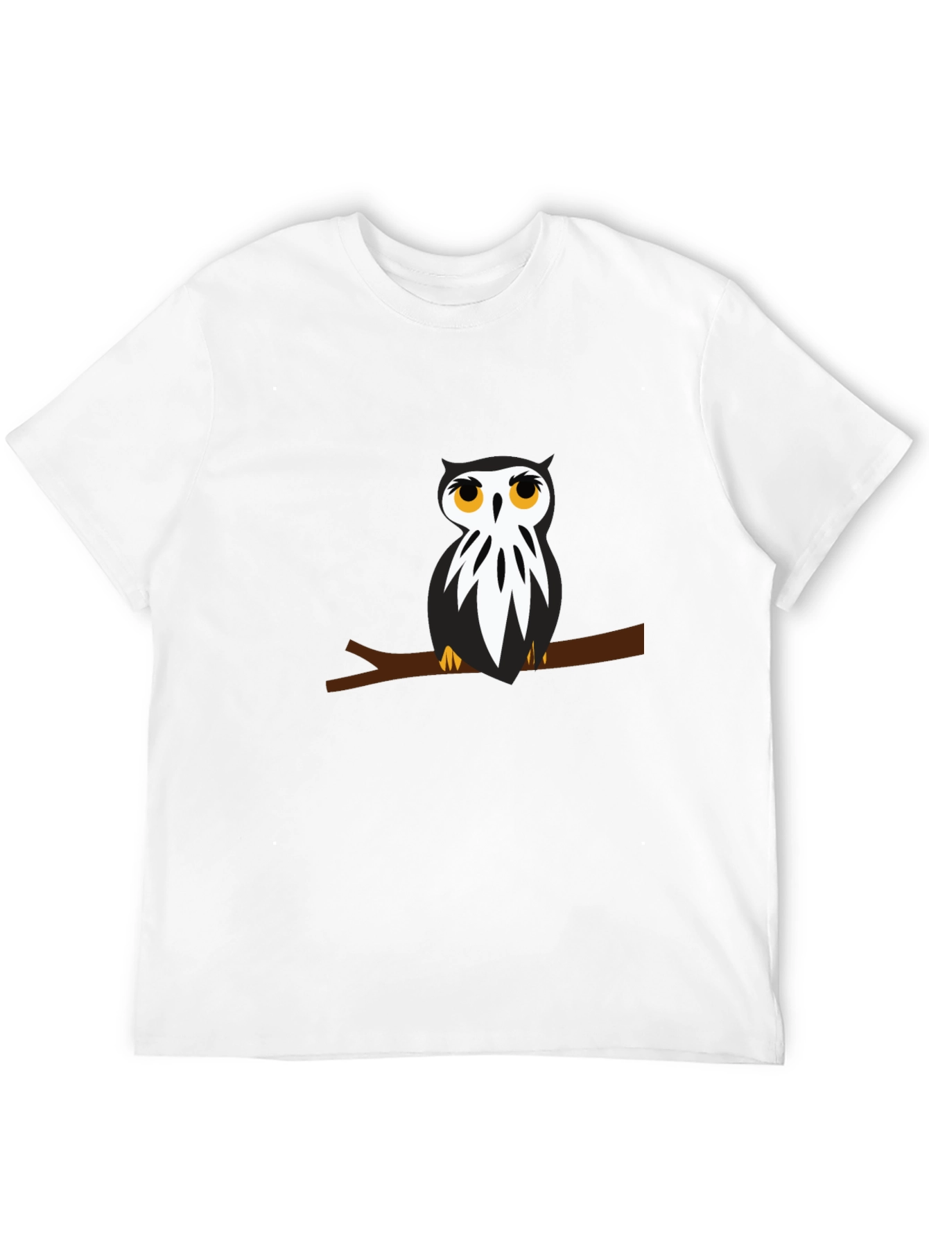 Black T-Shirt with Owl on Branch Graphic