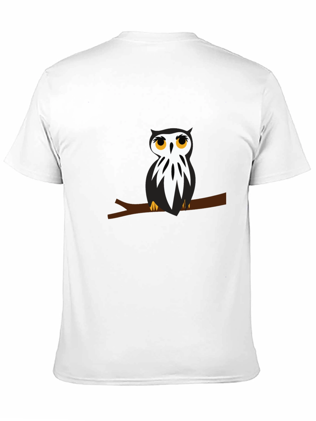 Black T-Shirt with Owl on Branch Graphic