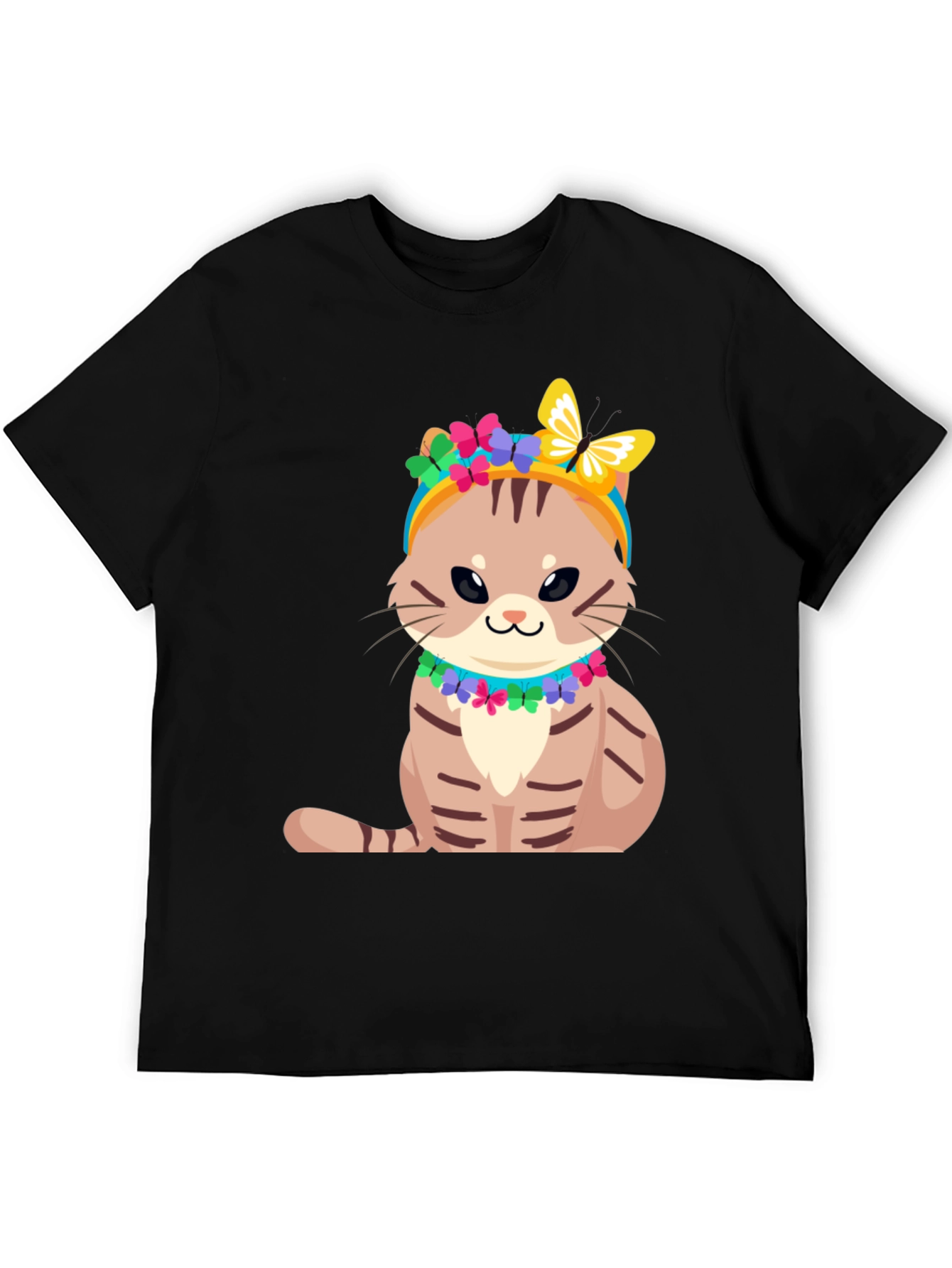 Cat T-Shirt - Cute Kitten with Floral Headband