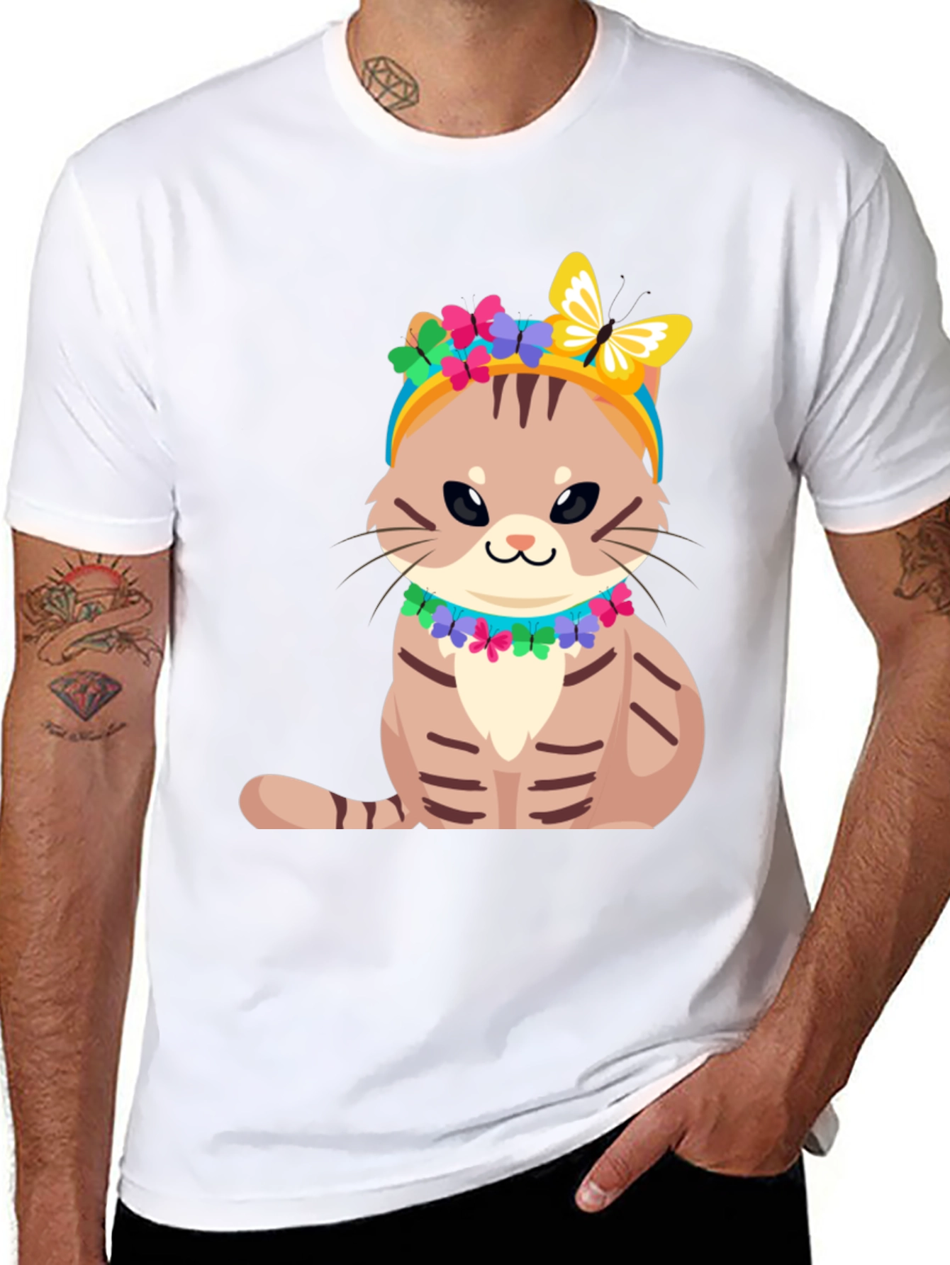 Cat T-Shirt - Cute Kitten with Floral Headband