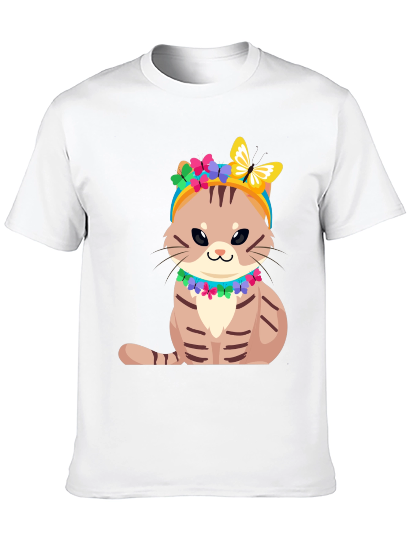 Cat T-Shirt - Cute Kitten with Floral Headband