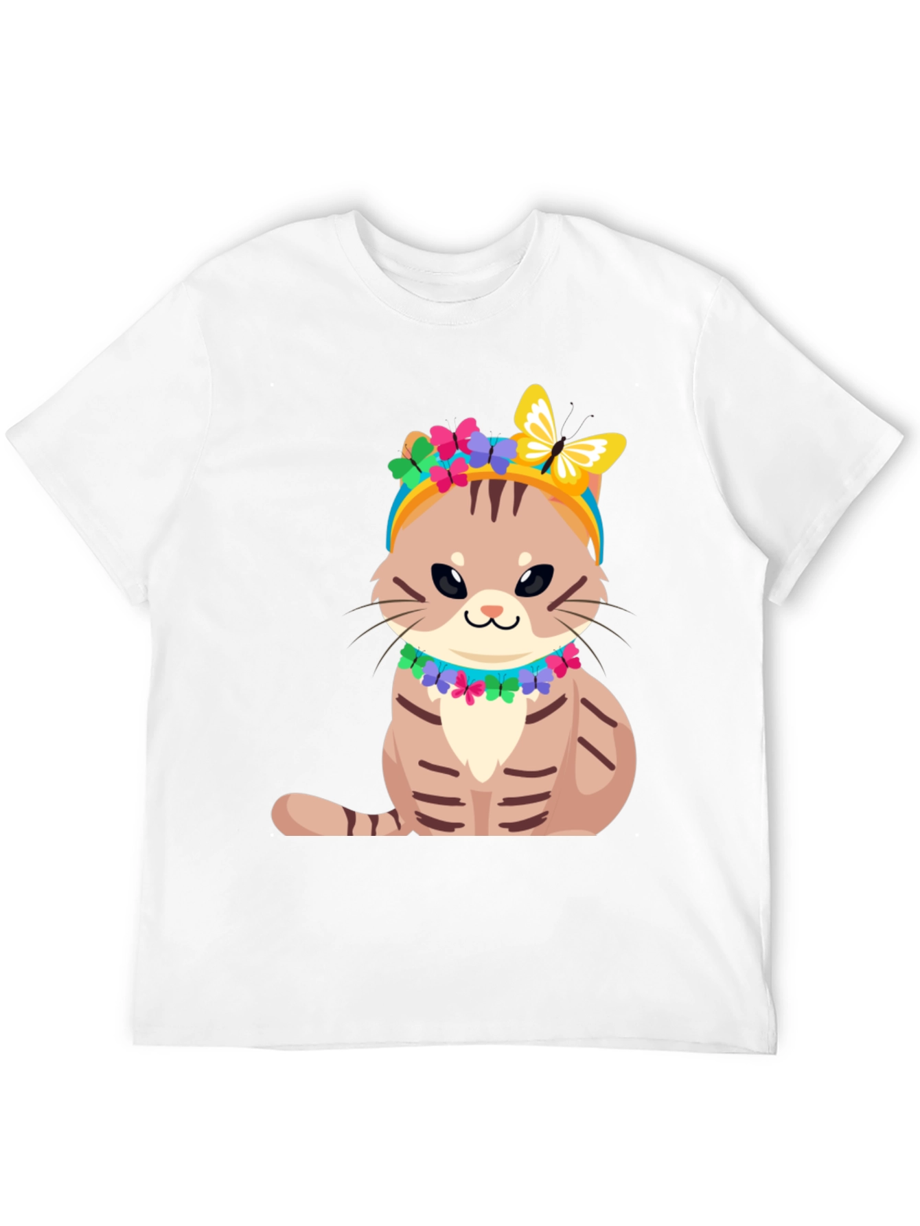 Cat T-Shirt - Cute Kitten with Floral Headband