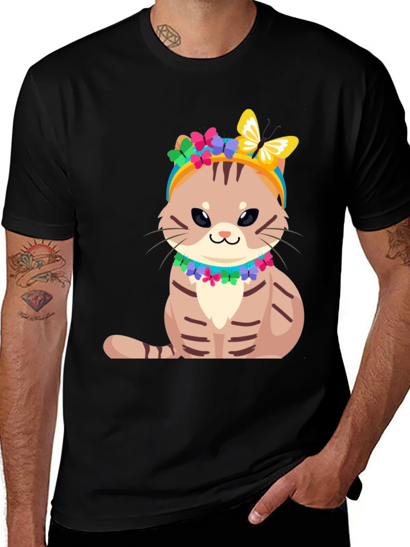 Cat T-Shirt - Cute Kitten with Floral Headband