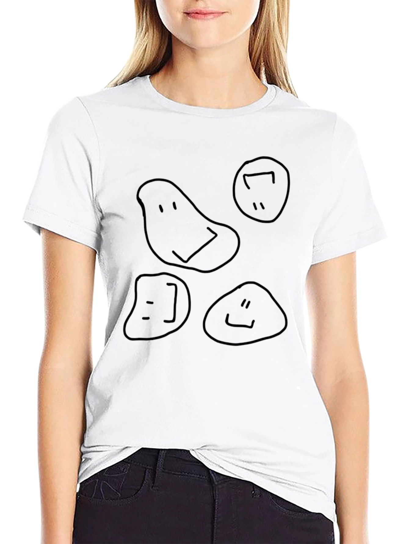 Funny Faces Graphic T-Shirt - Black Crew Neck Tee