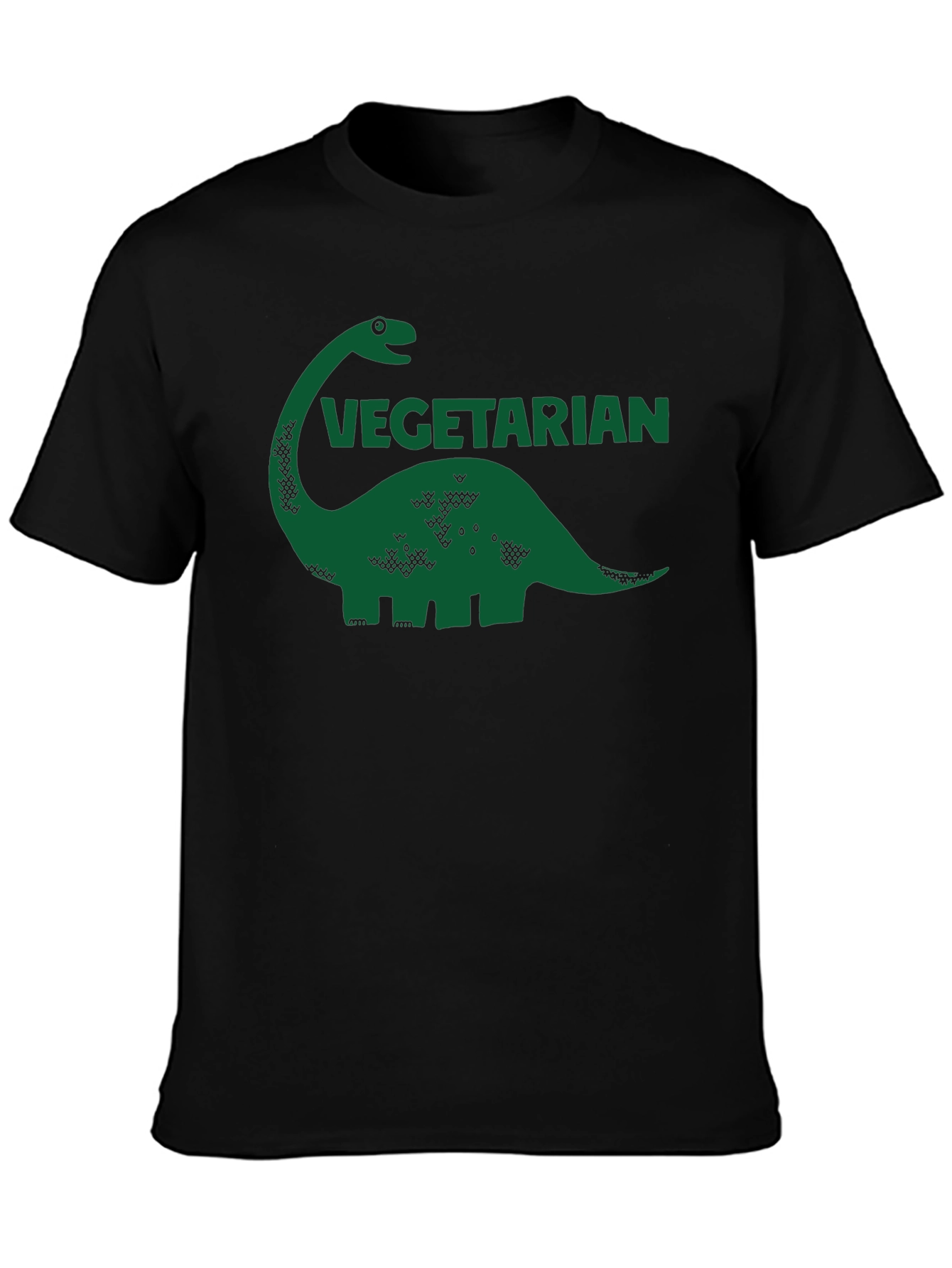 Vegetarian Dinosaur Graphic Tee - Black Cotton T-Shirt