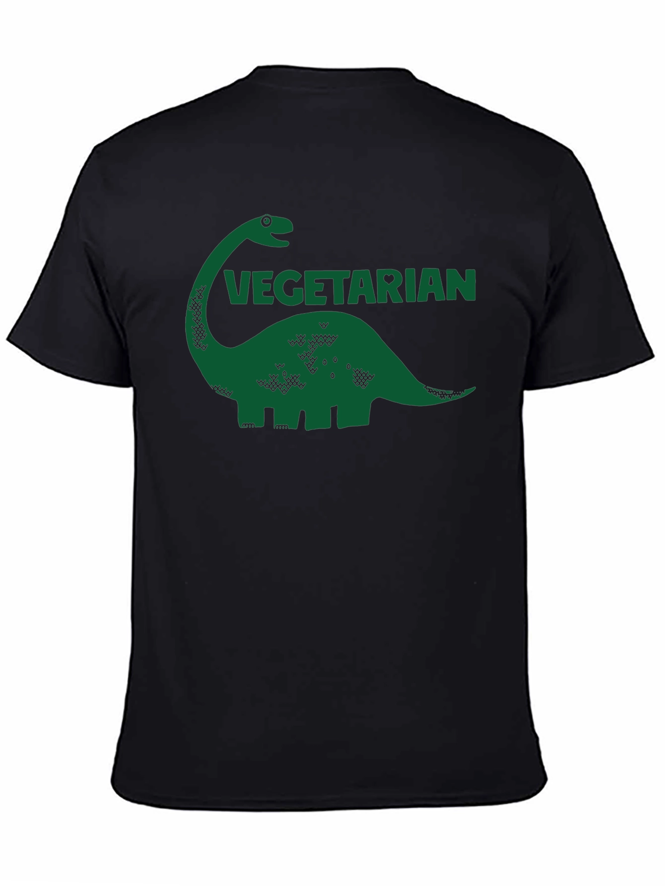 Vegetarian Dinosaur Graphic Tee - Black Cotton T-Shirt