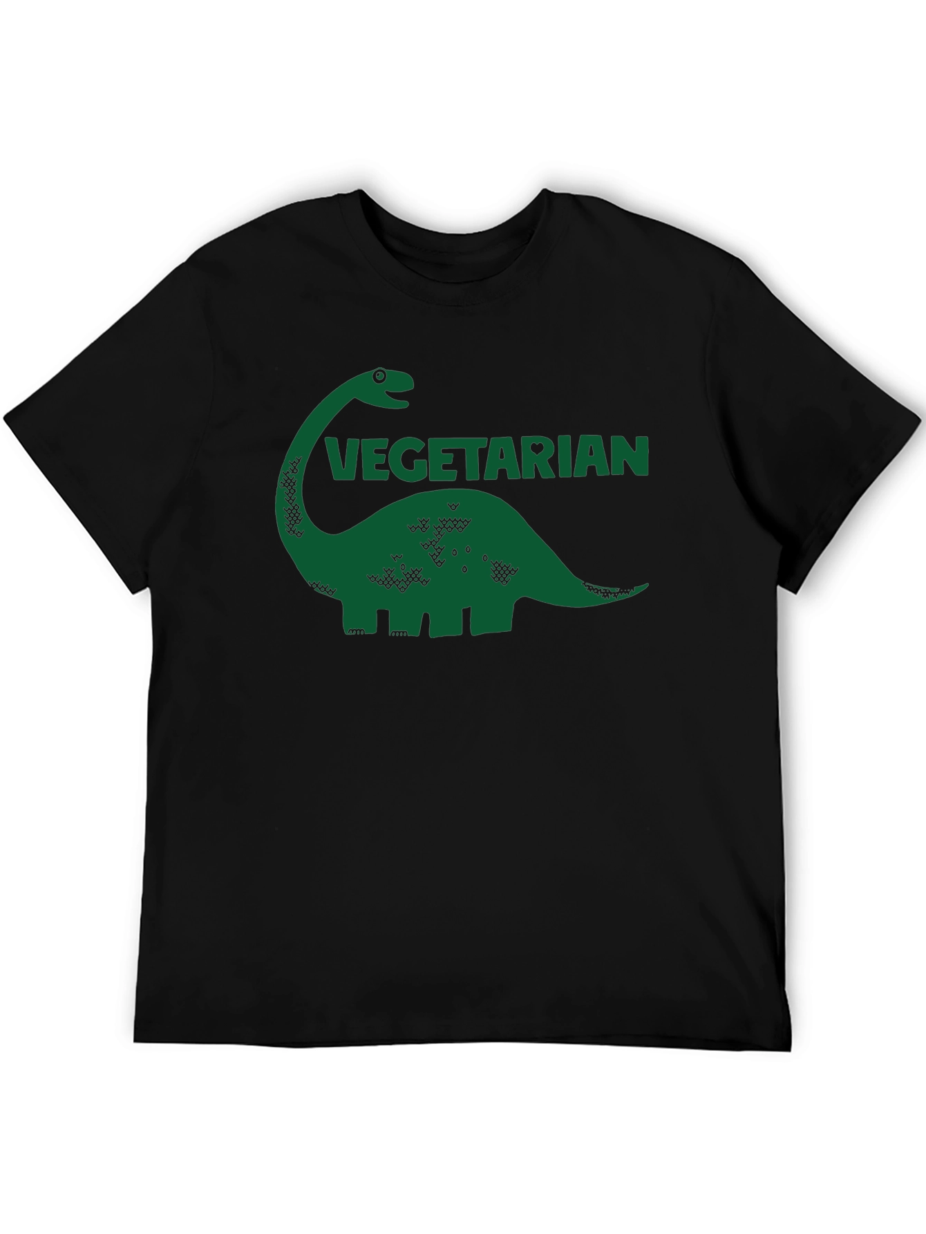 Vegetarian Dinosaur Graphic Tee - Black Cotton T-Shirt
