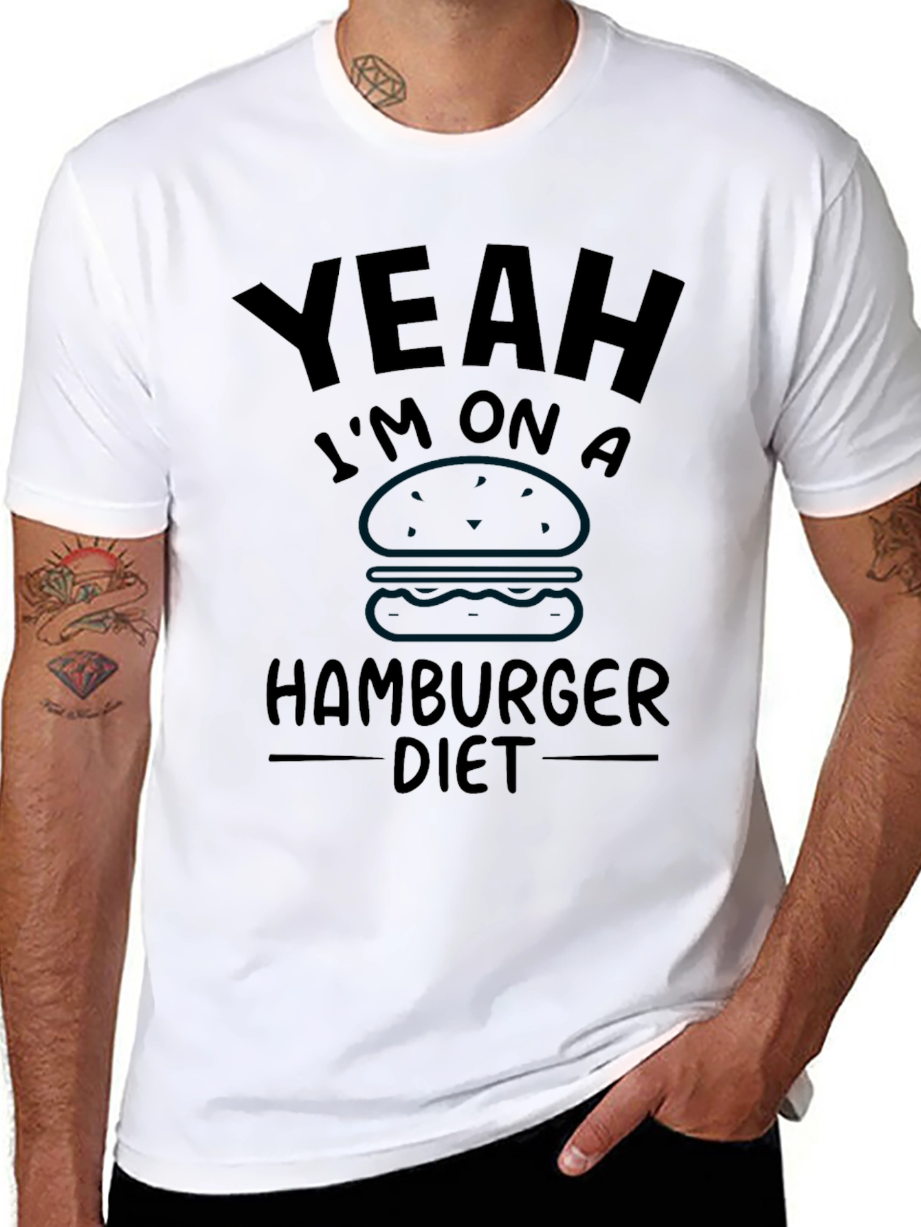 Funny Hamburger Diet Graphic T-Shirt