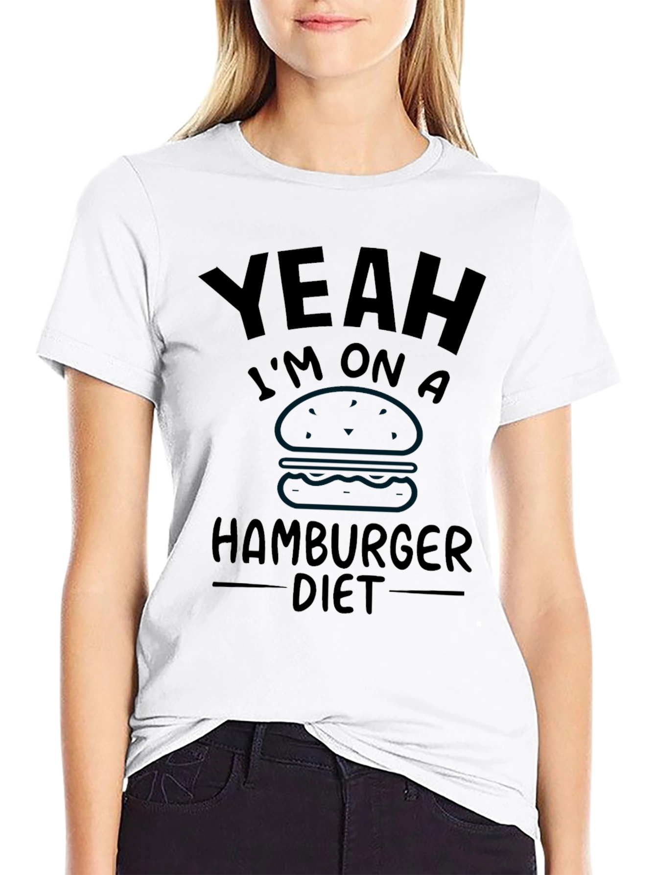 Funny Hamburger Diet Graphic T-Shirt