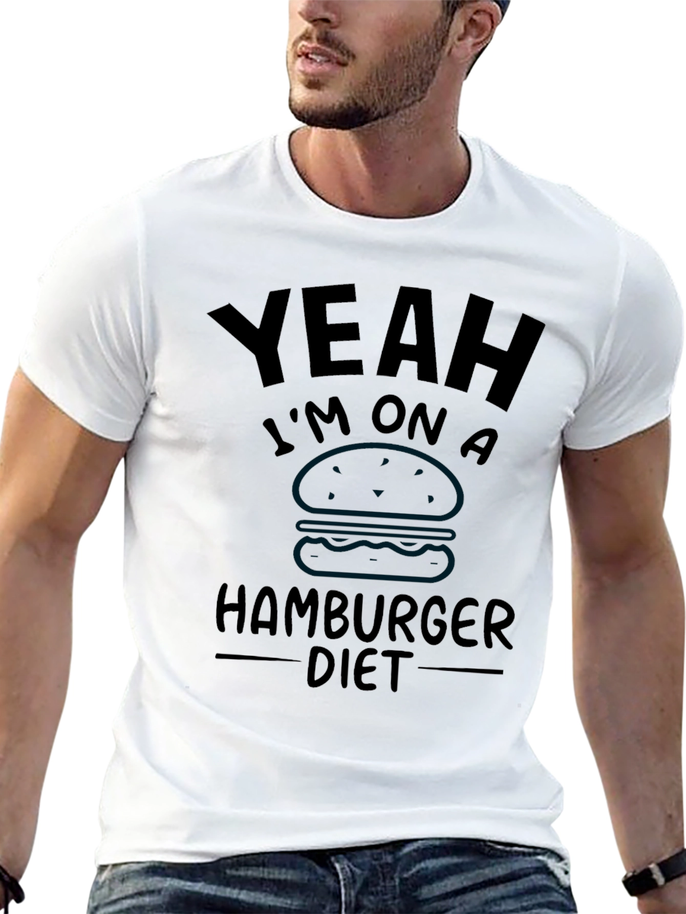 Funny Hamburger Diet Graphic T-Shirt
