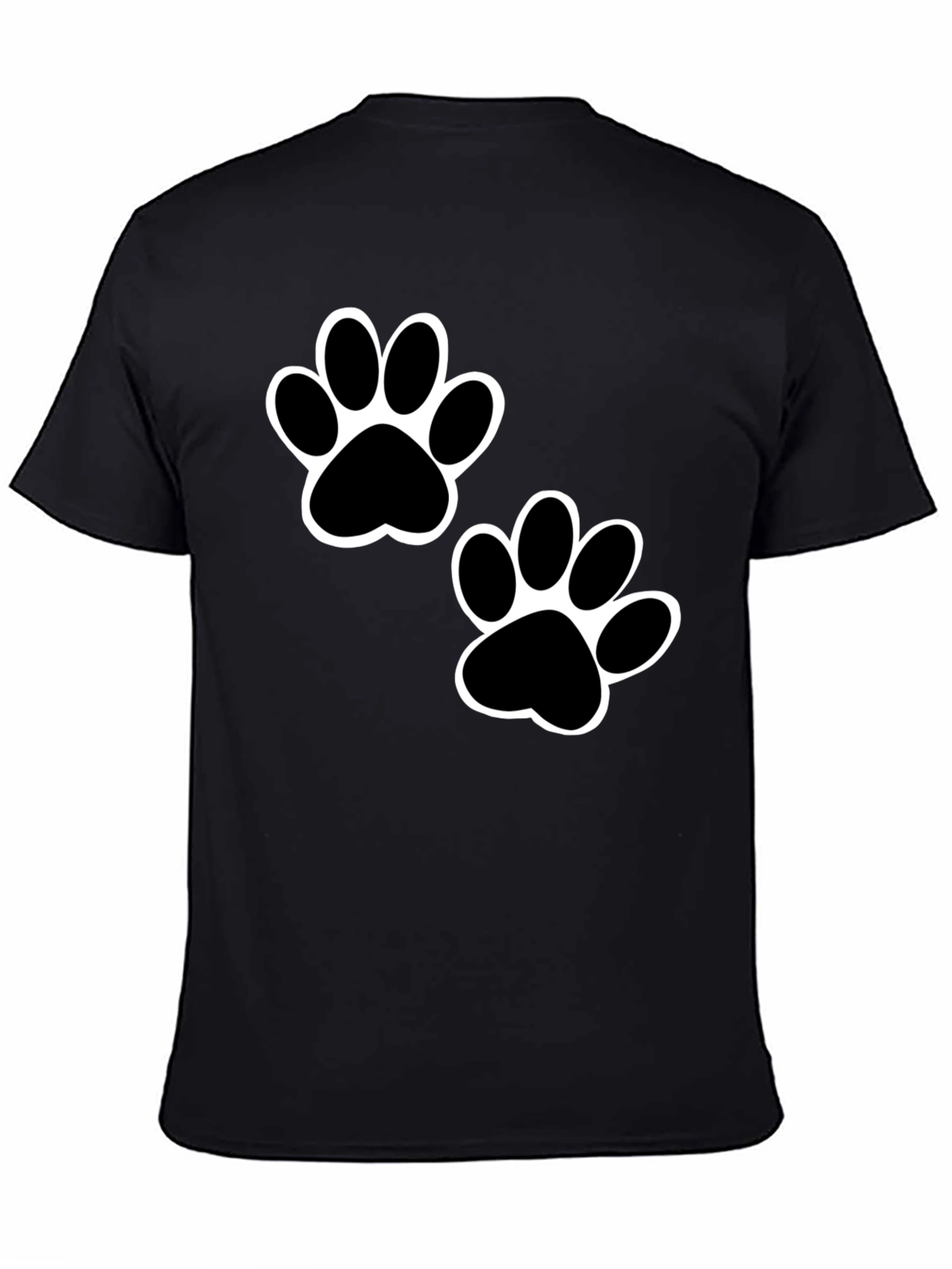 Black Paw Print T-Shirt - Casual Cotton Tee