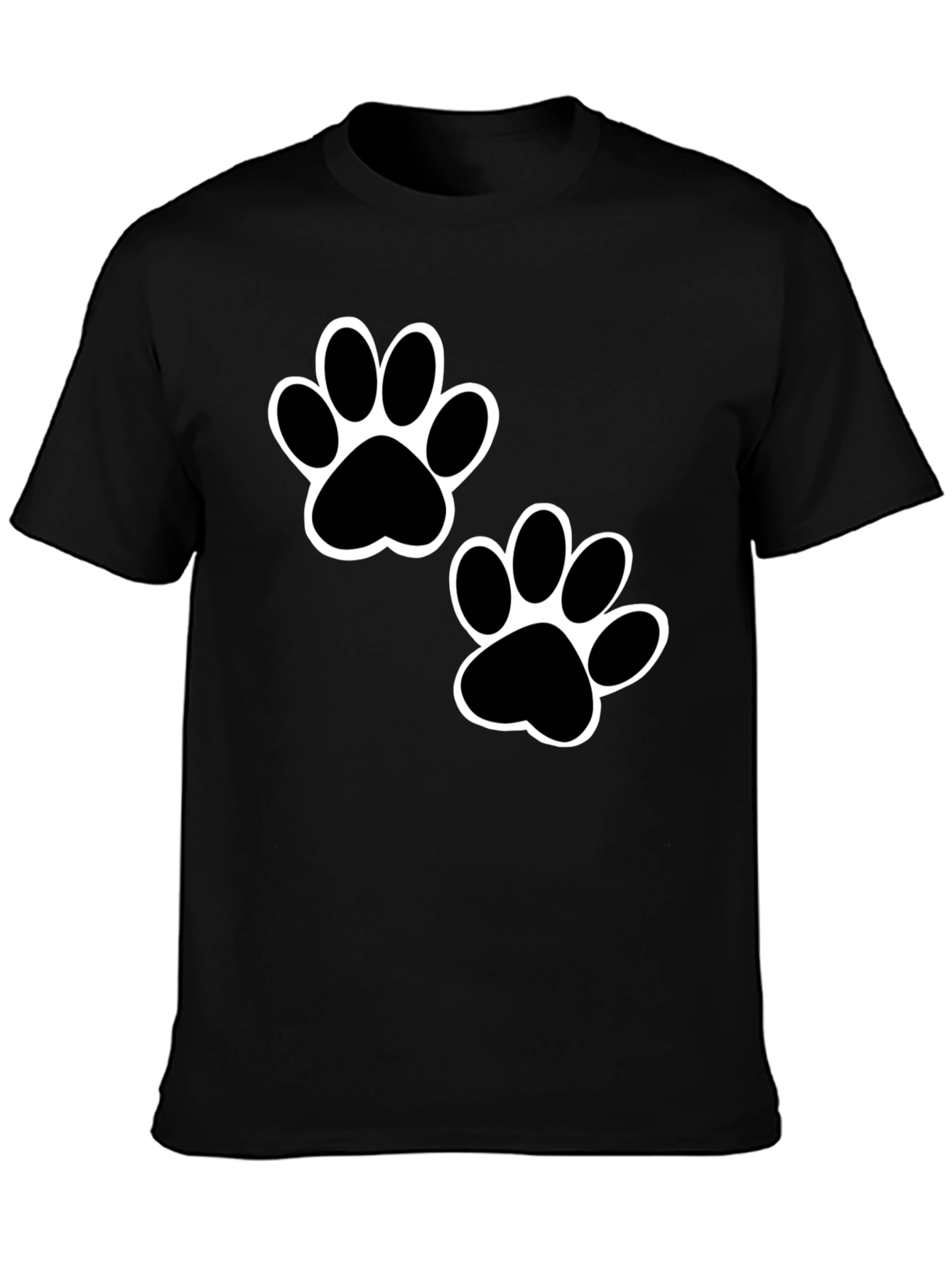Black Paw Print T-Shirt - Casual Cotton Tee