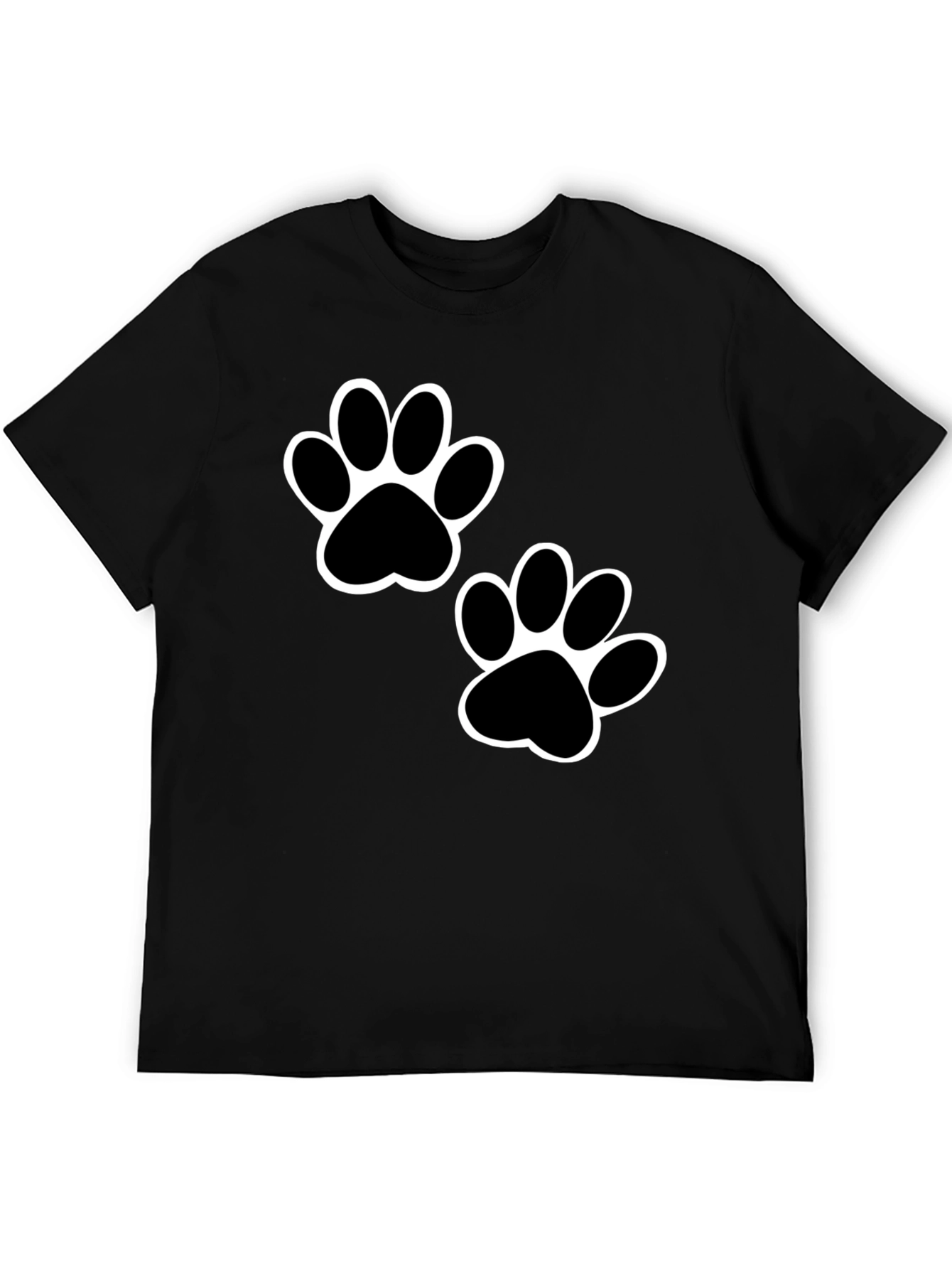 Black Paw Print T-Shirt - Casual Cotton Tee