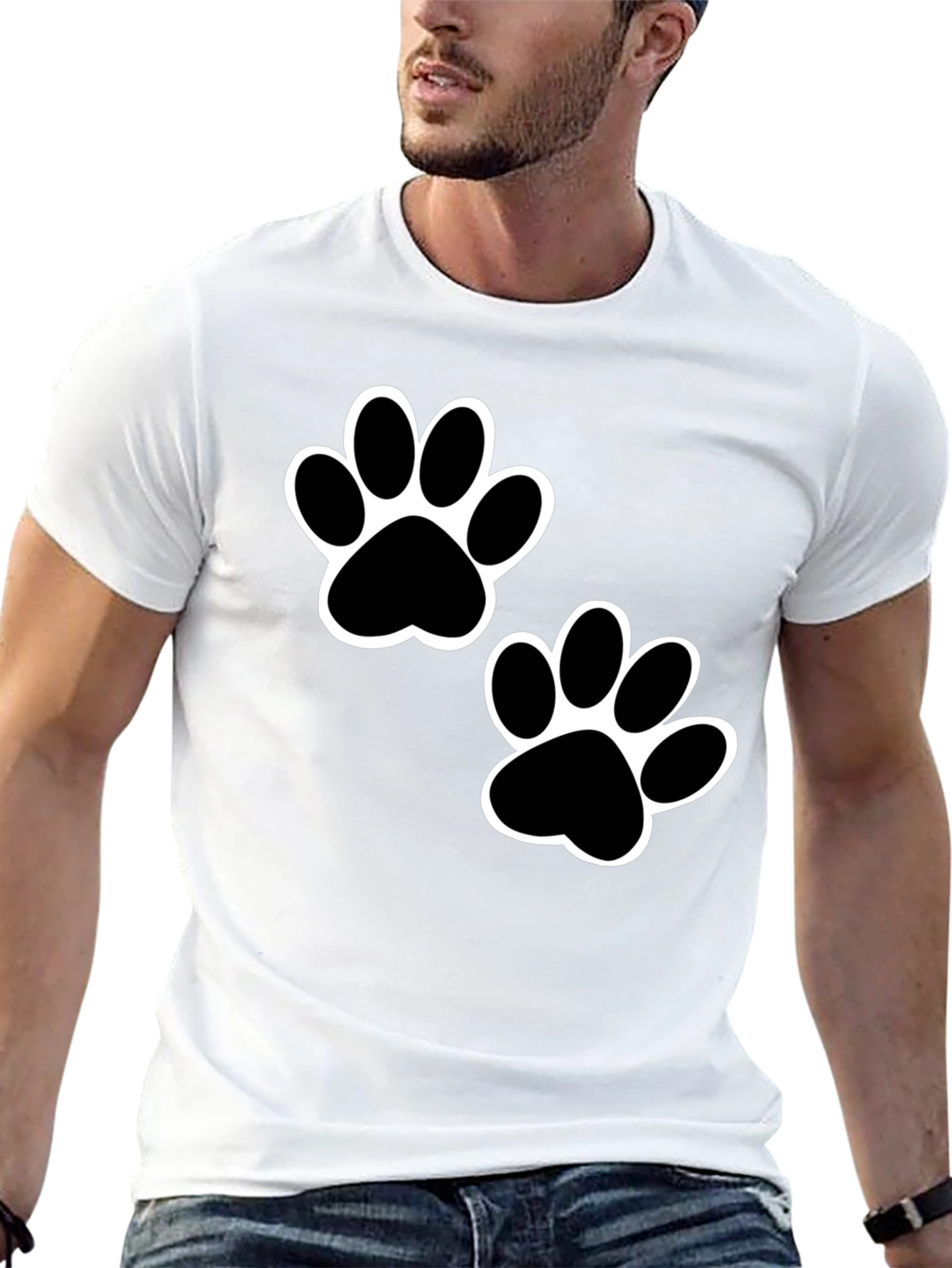 Black Paw Print T-Shirt - Casual Cotton Tee