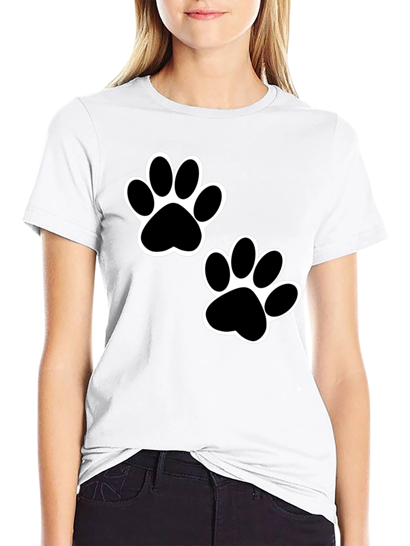 Black Paw Print T-Shirt - Casual Cotton Tee
