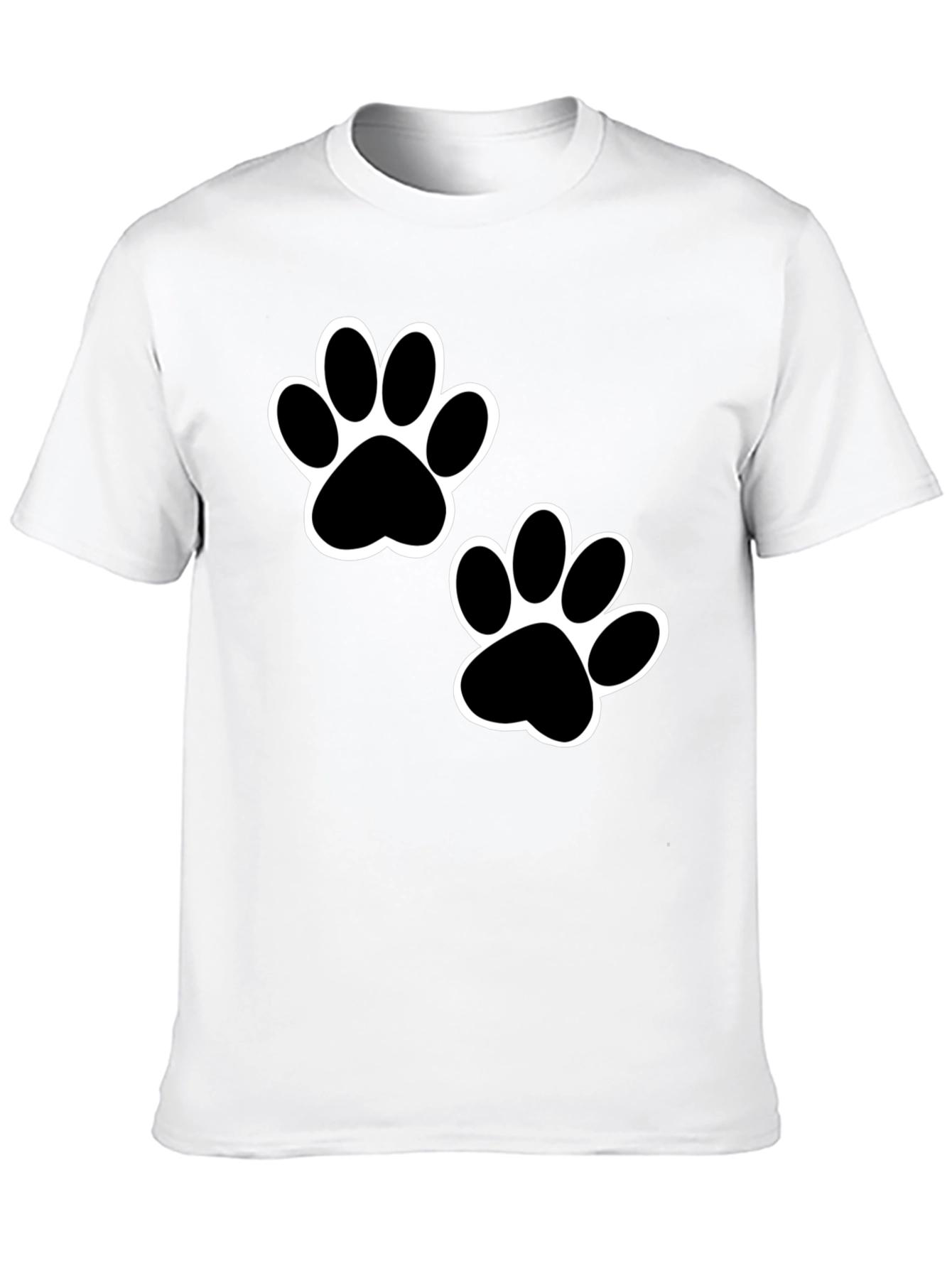 Black Paw Print T-Shirt - Casual Cotton Tee